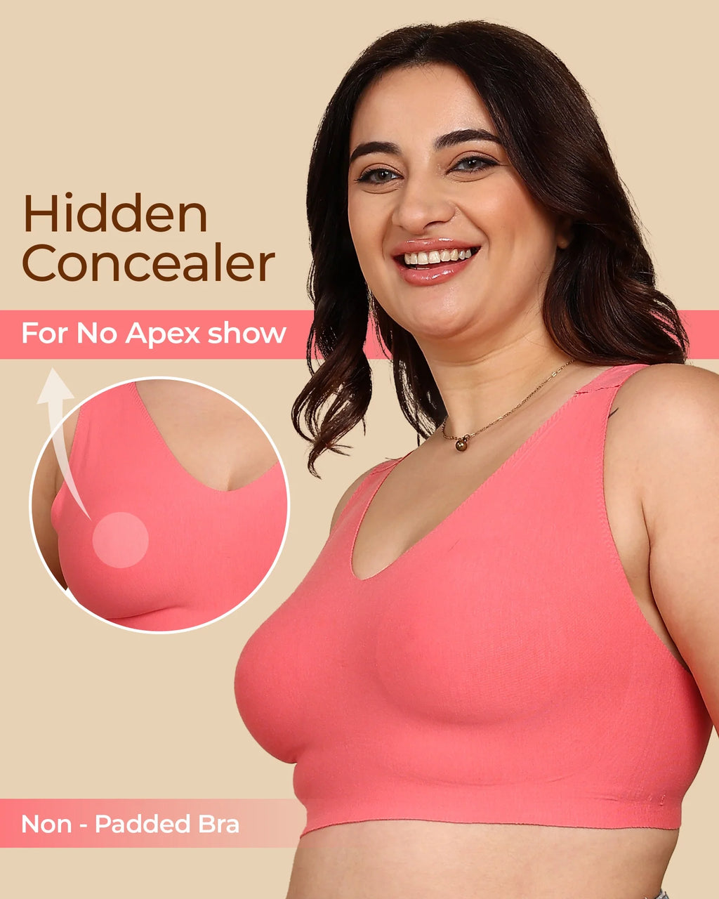 Swanz  Bonded Breathable Cotton Non-Padded Full-Coverage Bra with Hidden Concealer (SB-935)