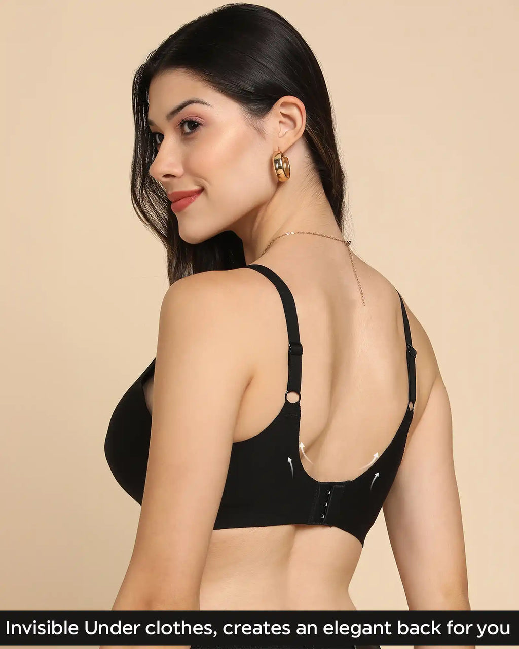 Swanz  Bonded Breathable Cotton Padded Full-Coverage Bra (SB-938-Black)