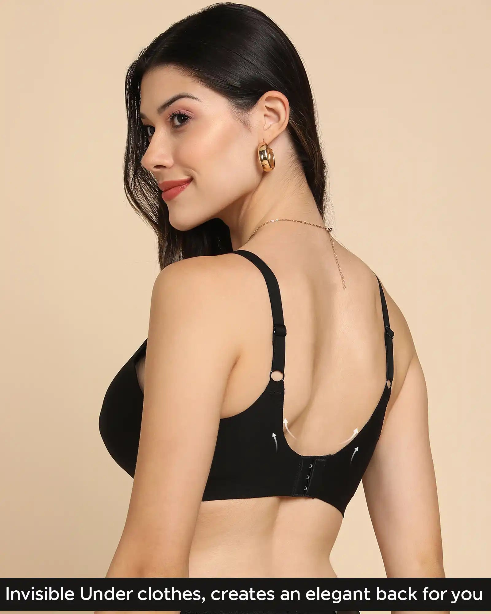 Swanz  Bonded Breathable Cotton Padded Full-Coverage Bra (SB-938-Black)