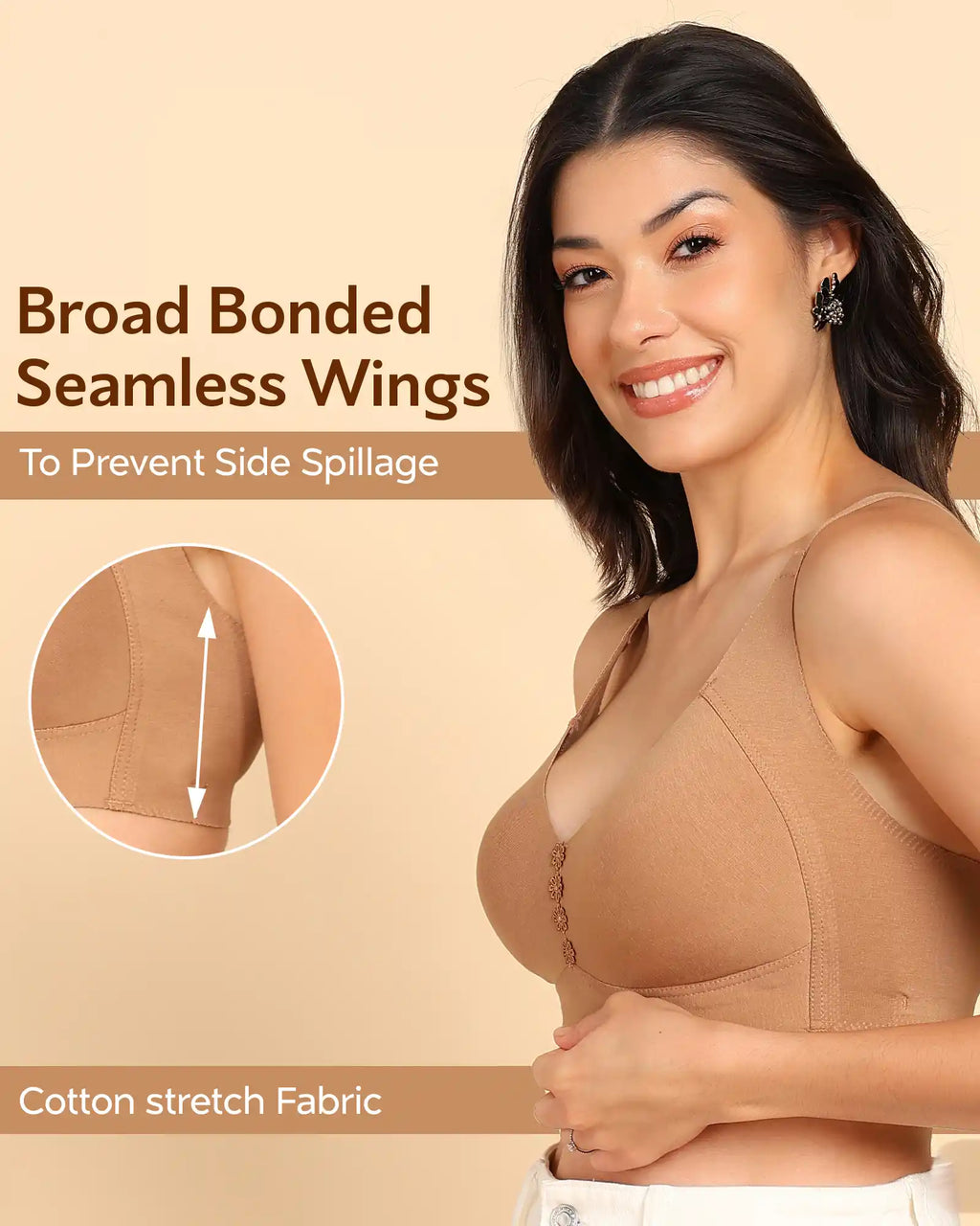 Swanz  Bonded Breathable Cotton Plus-Size Non-Padded M-Frame Minimiser with Hidden Concealer (SB-9303)