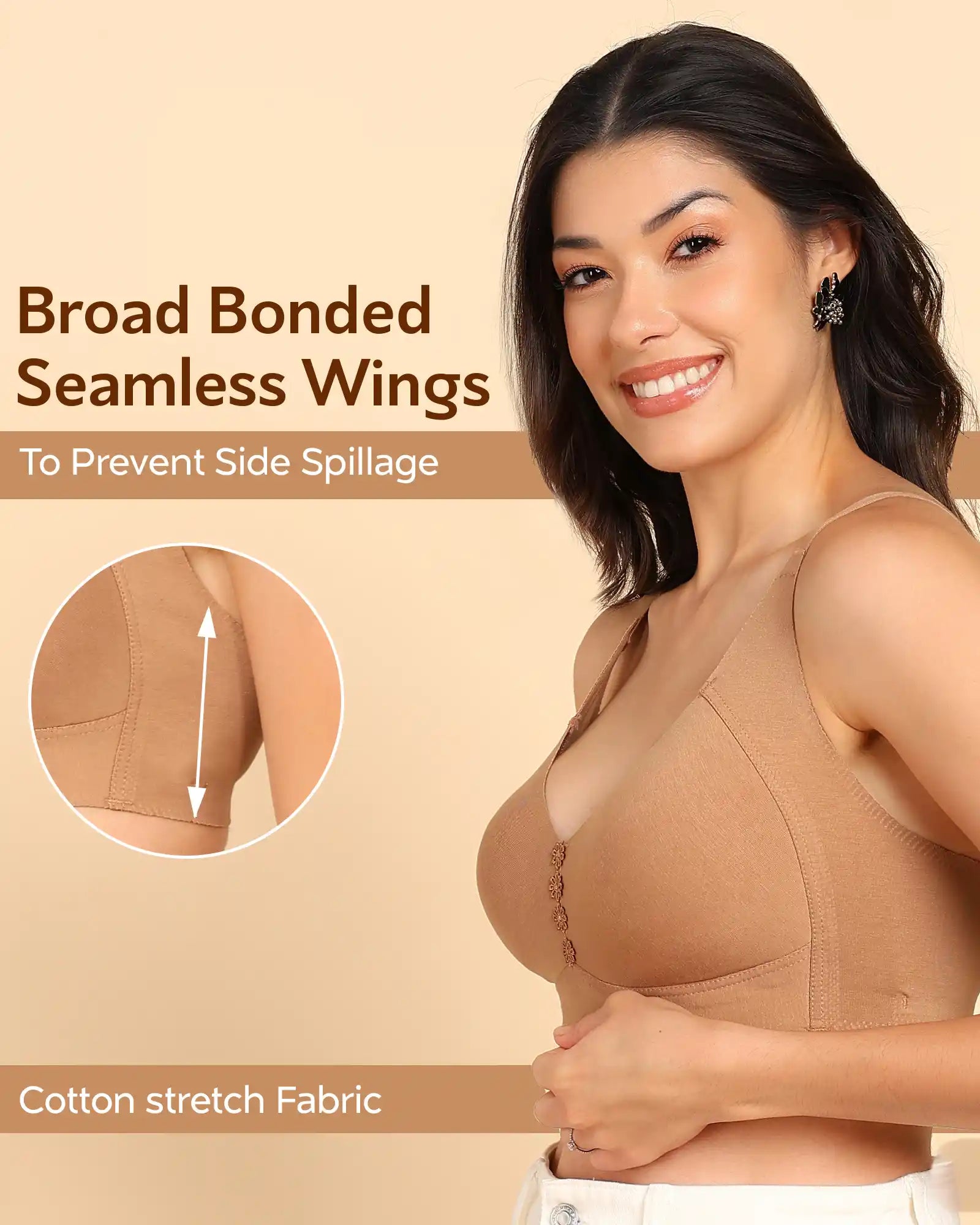Swanz  Bonded Breathable Cotton Plus-Size Non-Padded M-Frame Minimiser with Hidden Concealer (SB-9303)