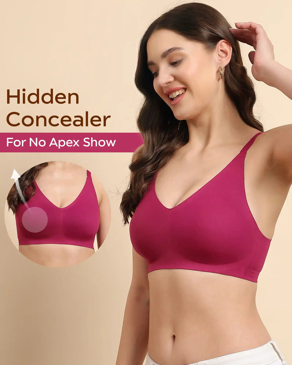 Swanz  Bonded Breathable Cotton Non-Padded Full-Coverage Bra with Hidden Concealer (SB-935)