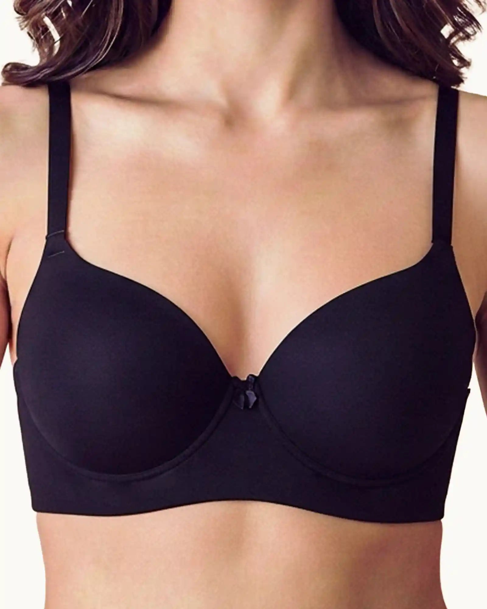 Cotton Non-wired Push-Up Bonded Bra (Level-3 Padding) with 3/4th Coverage (SB-93510) (Black))