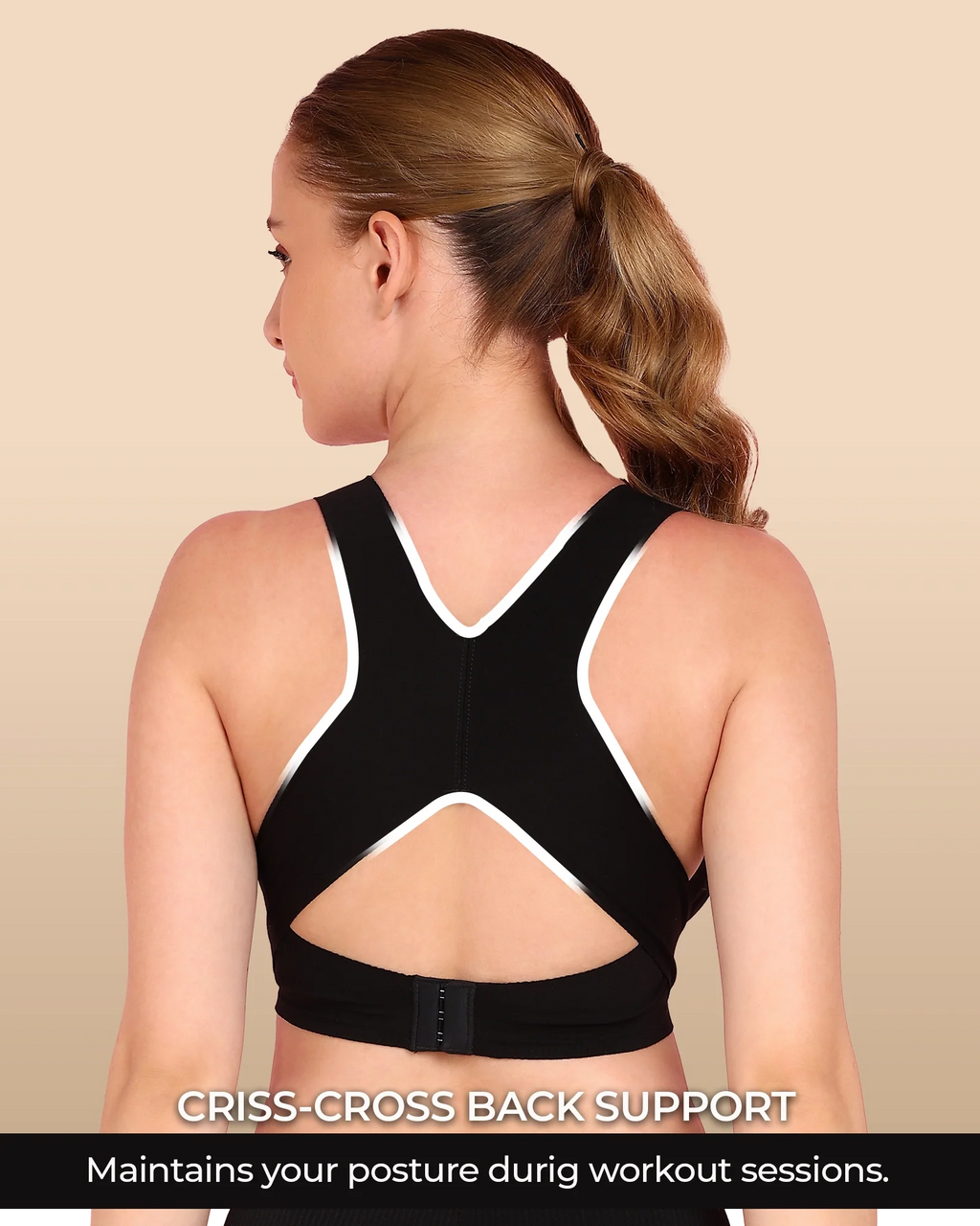 Swanz  Bonded Breathable Cotton Padded Gym Bra with Posture Support (TW-SB-997)