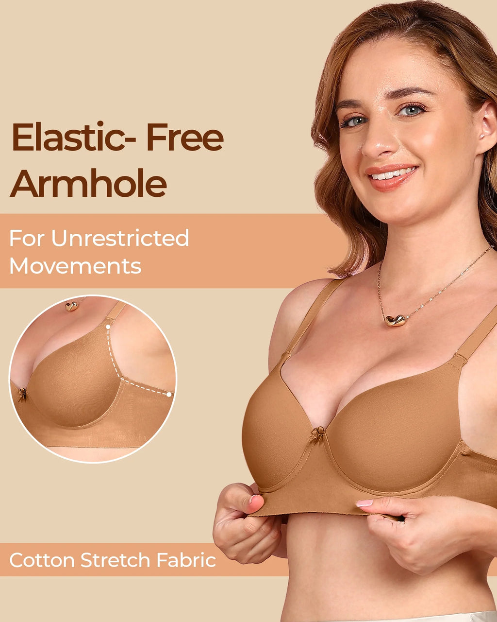 Swanz  Bonded Breathable Cotton Push-Up 3/4-Coverage Bra (Level 3 Padding) (SB-93510)