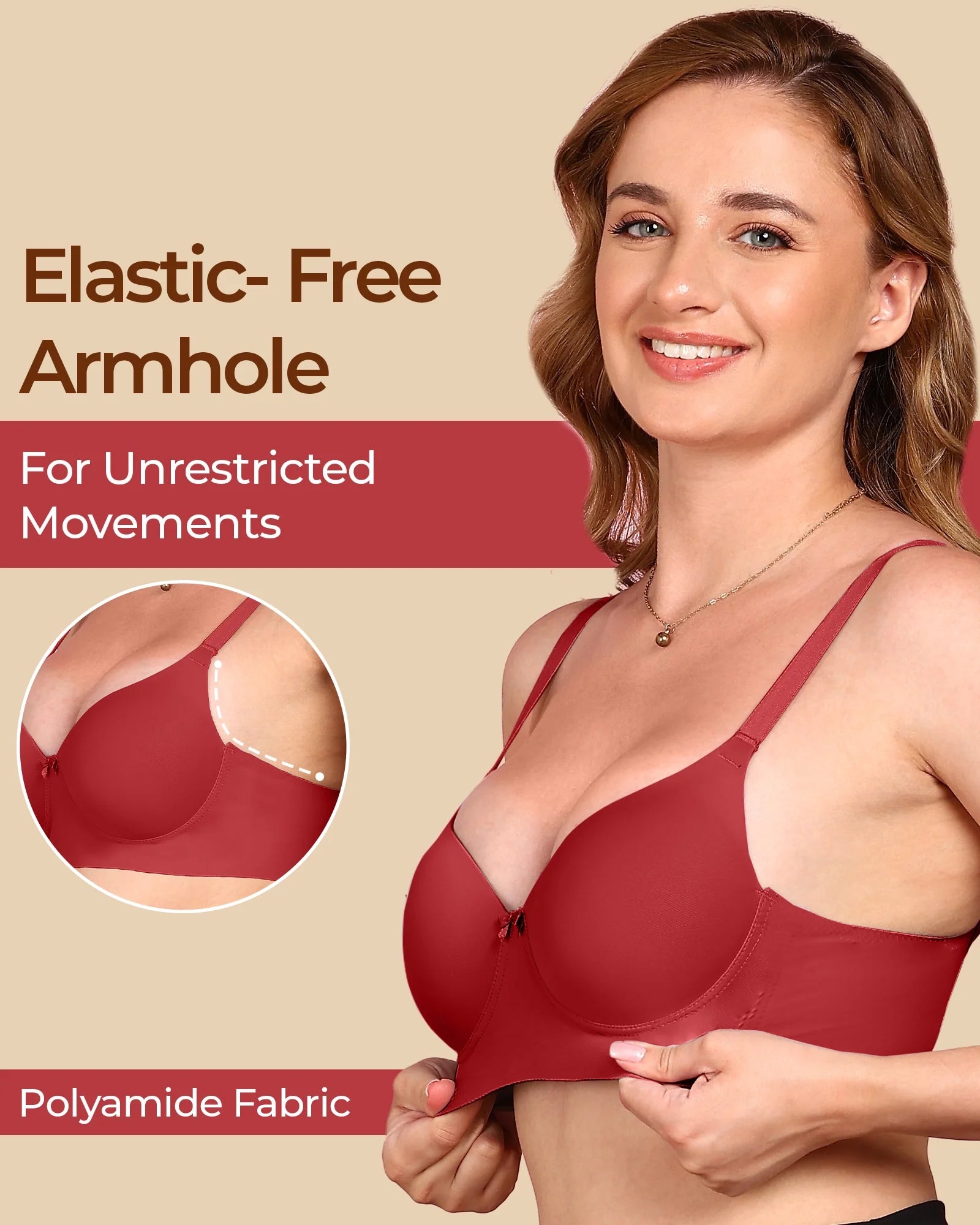 Swanz  Bonded Polyamide Push-Up 3/4 Coverage Bra (Level 3 Padding) (SB-95301)