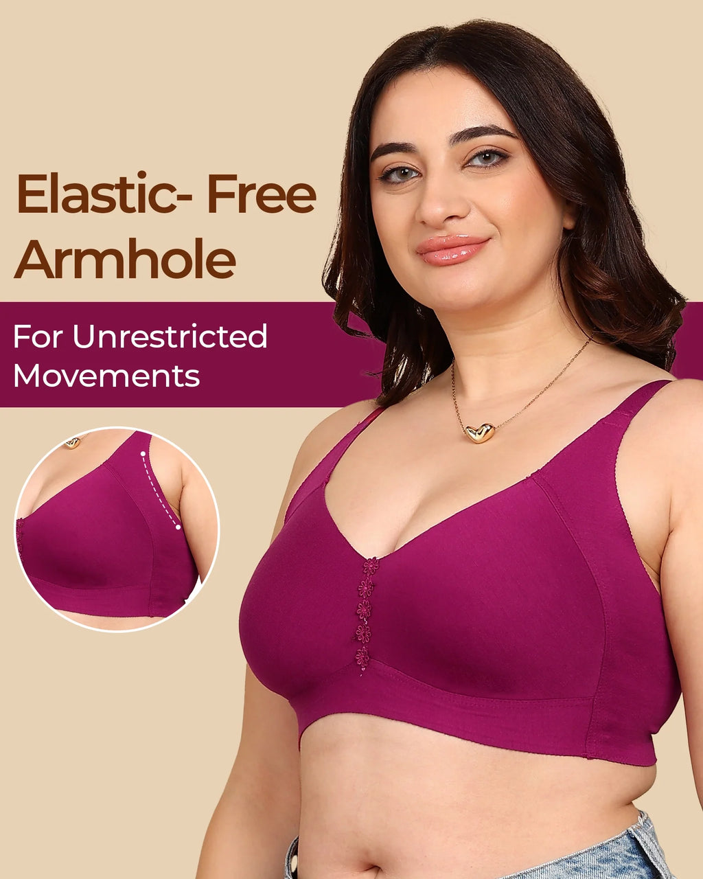 Swanz  Bonded Breathable Cotton Plus-Size Non-Padded M-Frame Minimiser with Hidden Concealer (SB-9303)