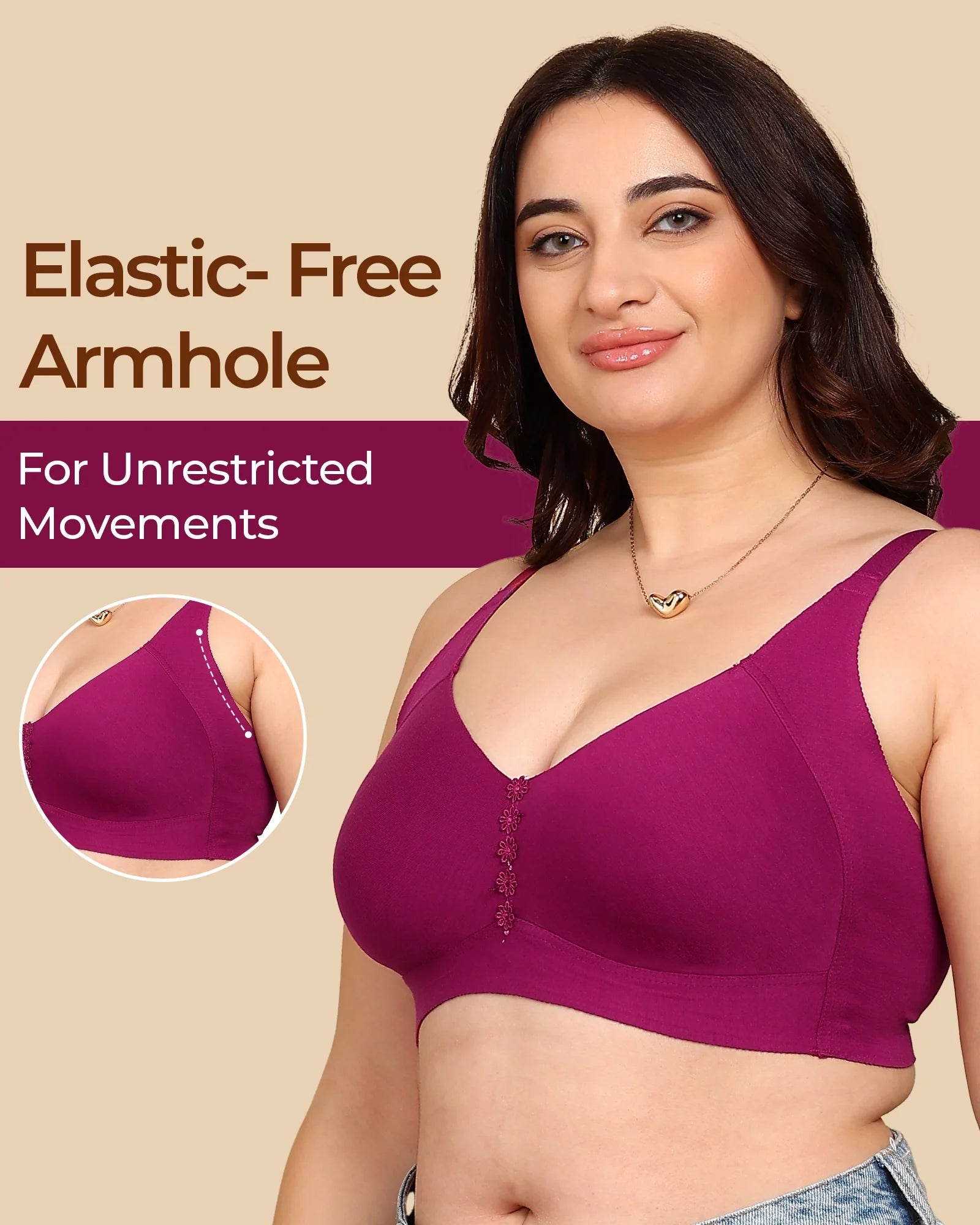 Swanz  Bonded Breathable Cotton Plus-Size Non-Padded M-Frame Minimiser with Hidden Concealer (SB-9303)