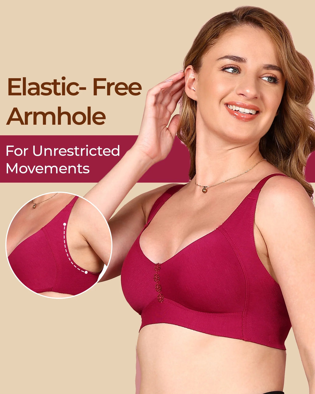 Swanz  Bonded Breathable Cotton Plus-Size Non-Padded M-Frame Minimiser with Hidden Concealer (SB-9303)
