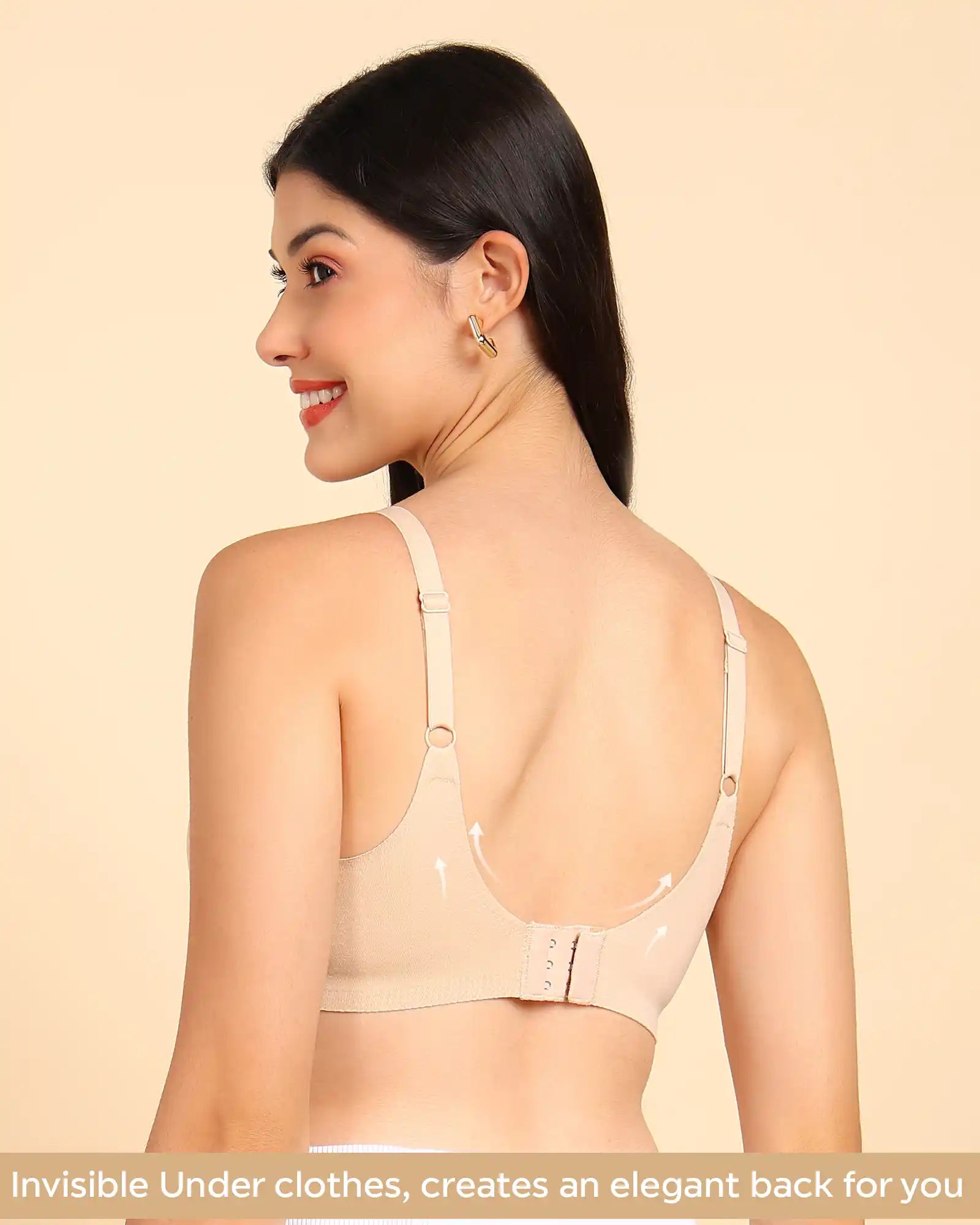 Swanz  Bonded Breathable Cotton Non-Padded Full-Coverage Bra with Hidden Concealer (SB-935-Skin)