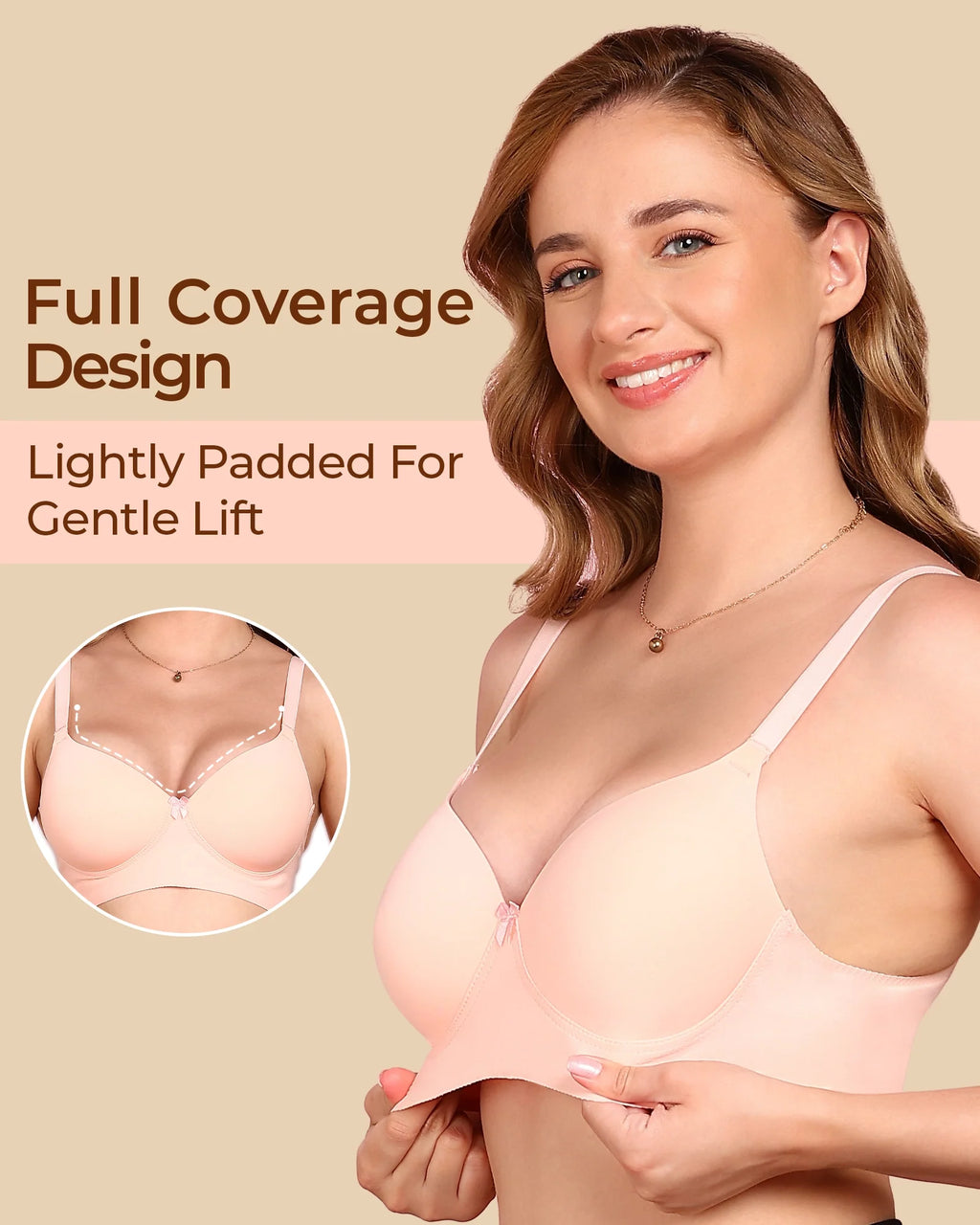 Swanz  Bonded Polyamide Lightly Padded Bra (Level 1 Padding) (SB-95991)