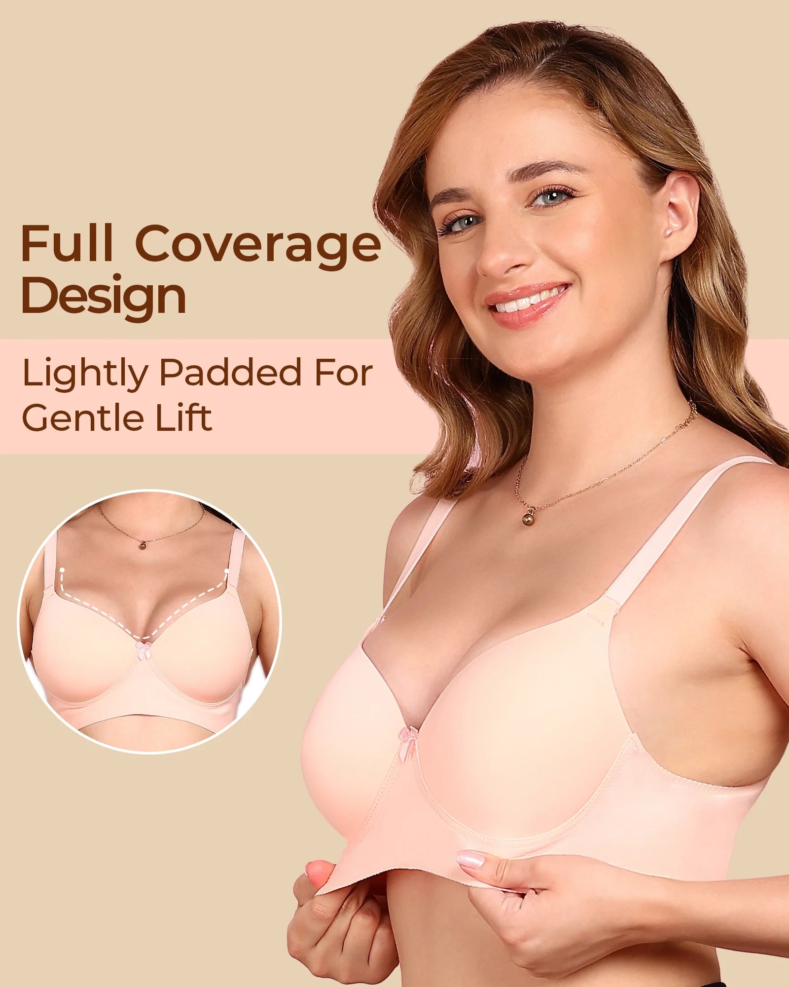 Swanz  Bonded Polyamide Lightly Padded Bra (Level 1 Padding) (SB-95991)