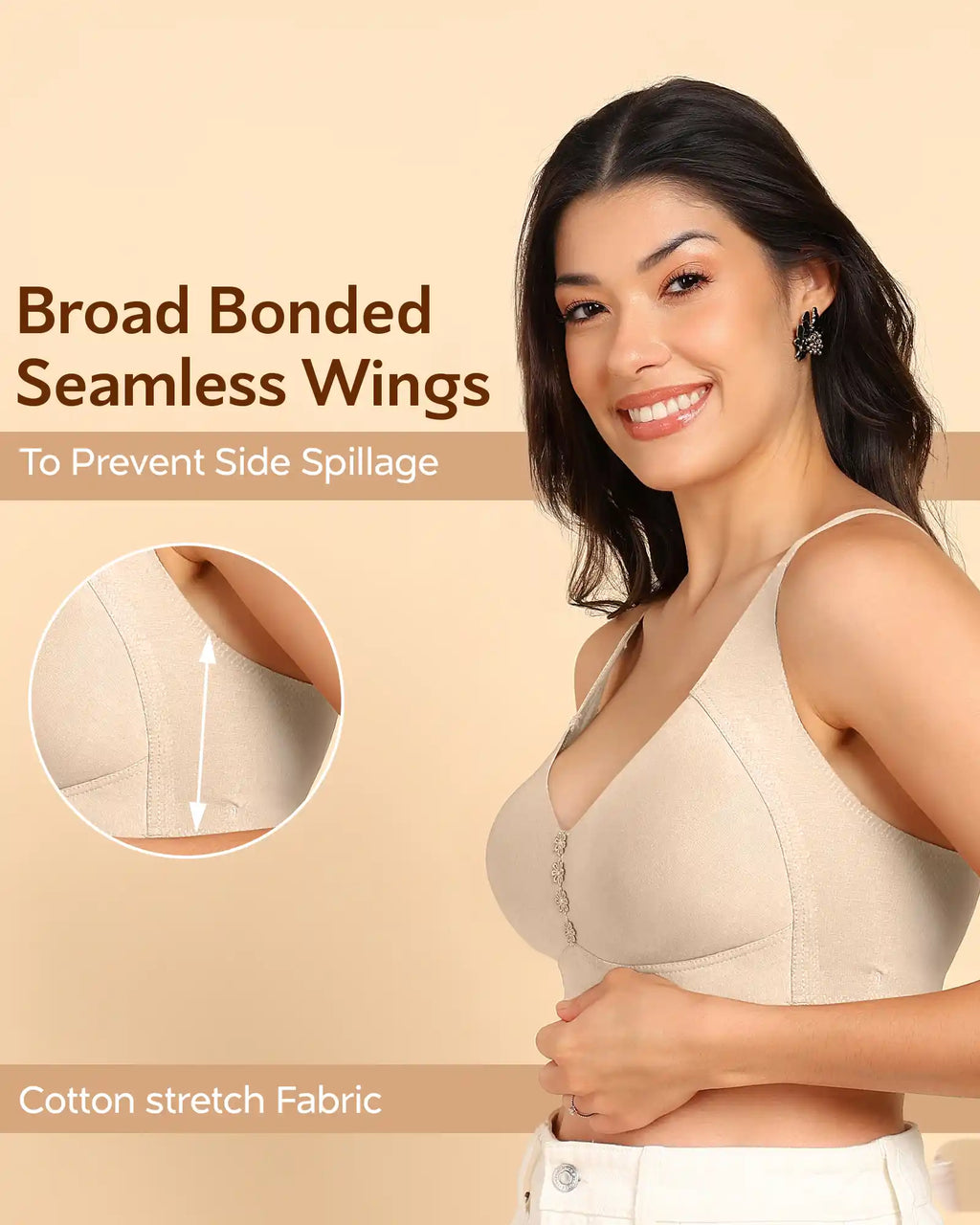 Swanz  Bonded Breathable Cotton Plus-Size Non-Padded M-Frame Minimiser with Hidden Concealer (SB-9303)