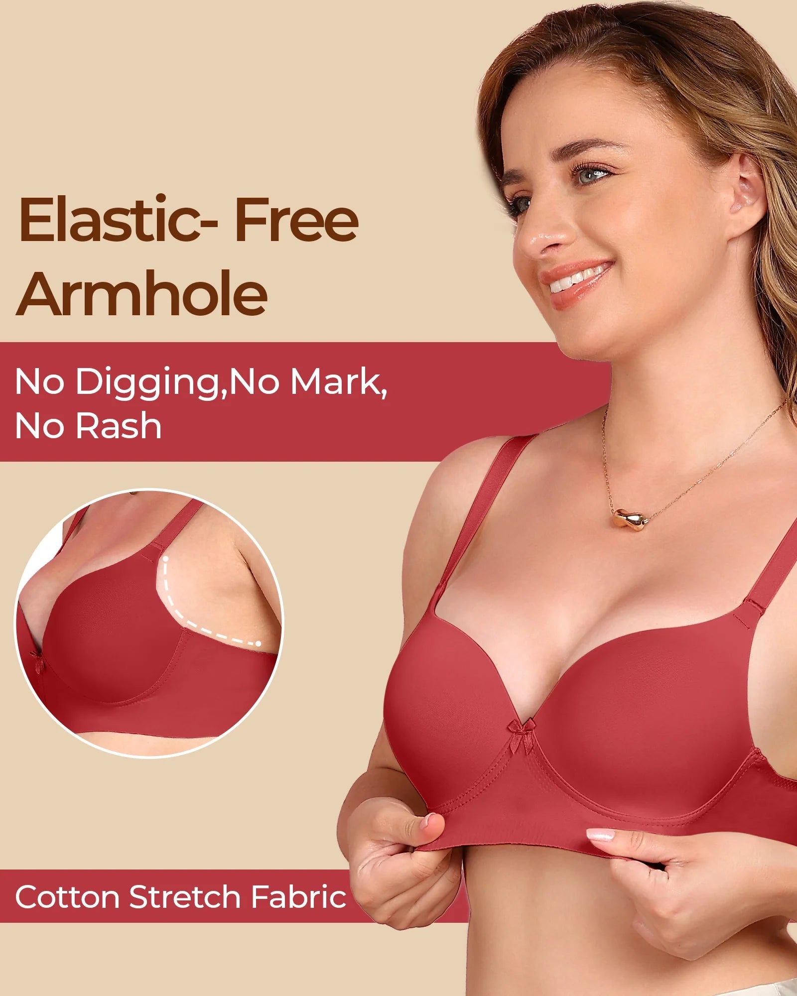 Swanz  Bonded Polyamide Push-Up 3/4 Coverage Maximiser Bra (Level 2 Padding) (SB-95107) (Maroon)