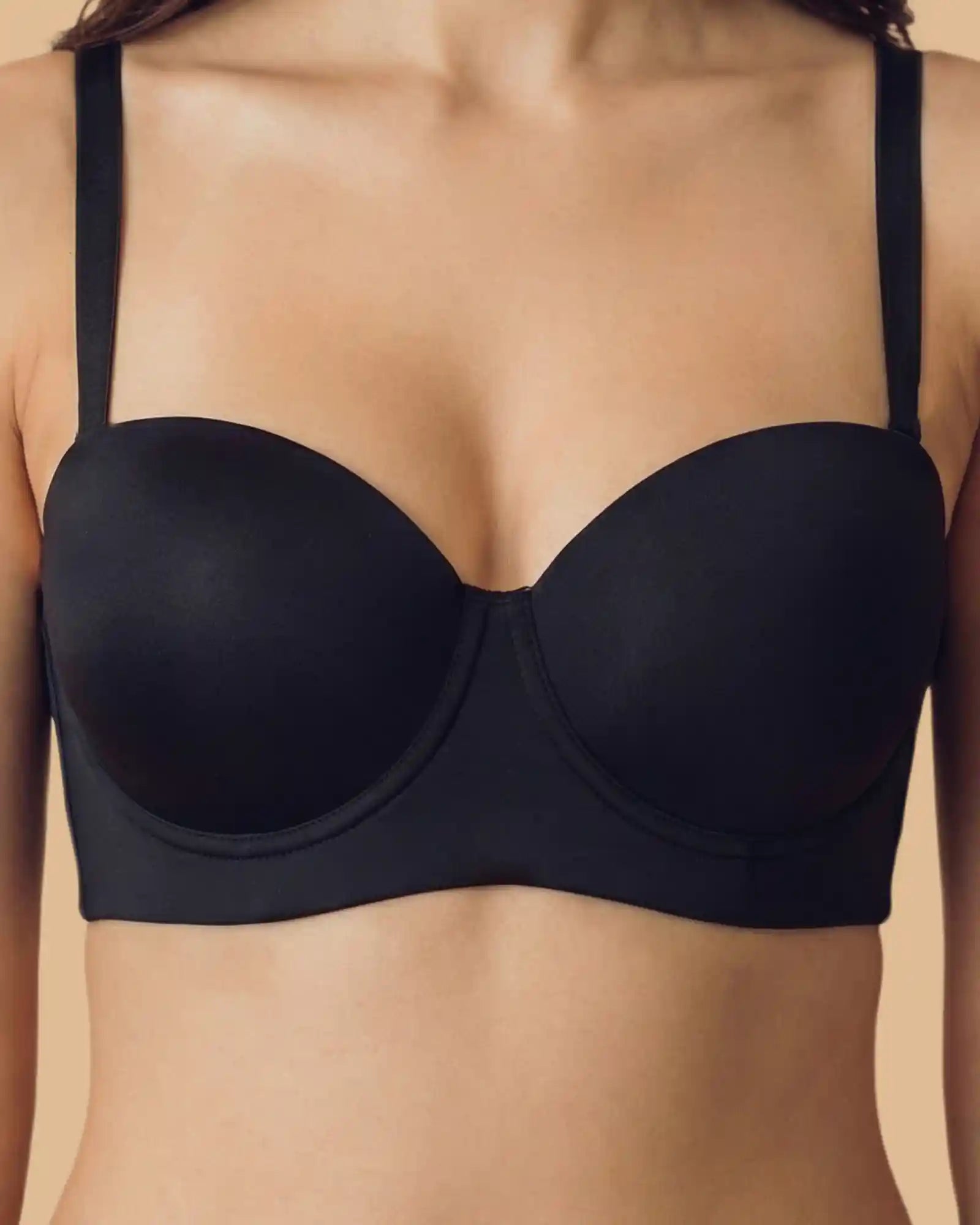 Cotton Padded Demi-Cup Bonded Bra (SB-91012)(Black)