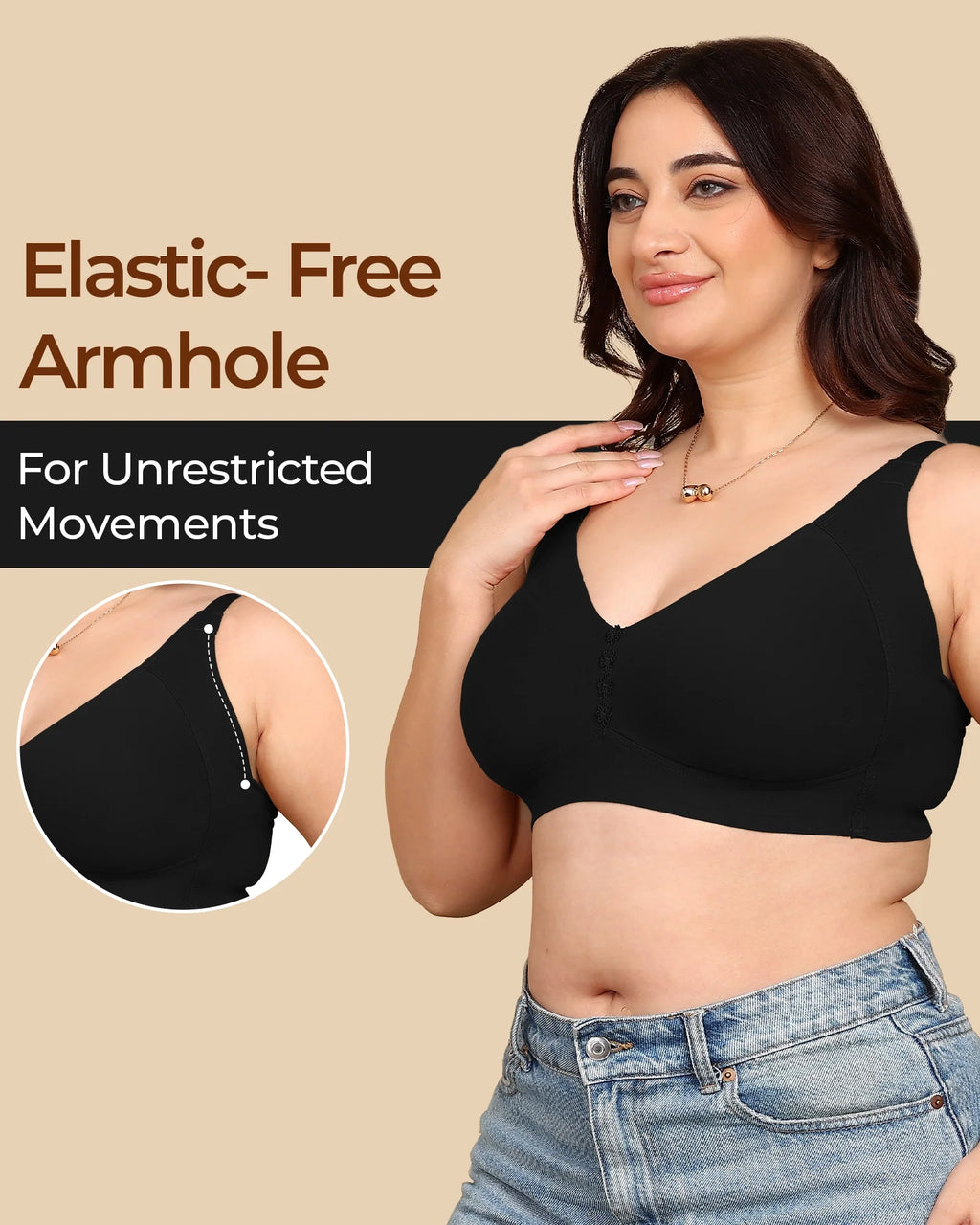 Swanz  Bonded Breathable Cotton Plus-Size Non-Padded M-Frame Minimiser with Hidden Concealer (SB-9303)