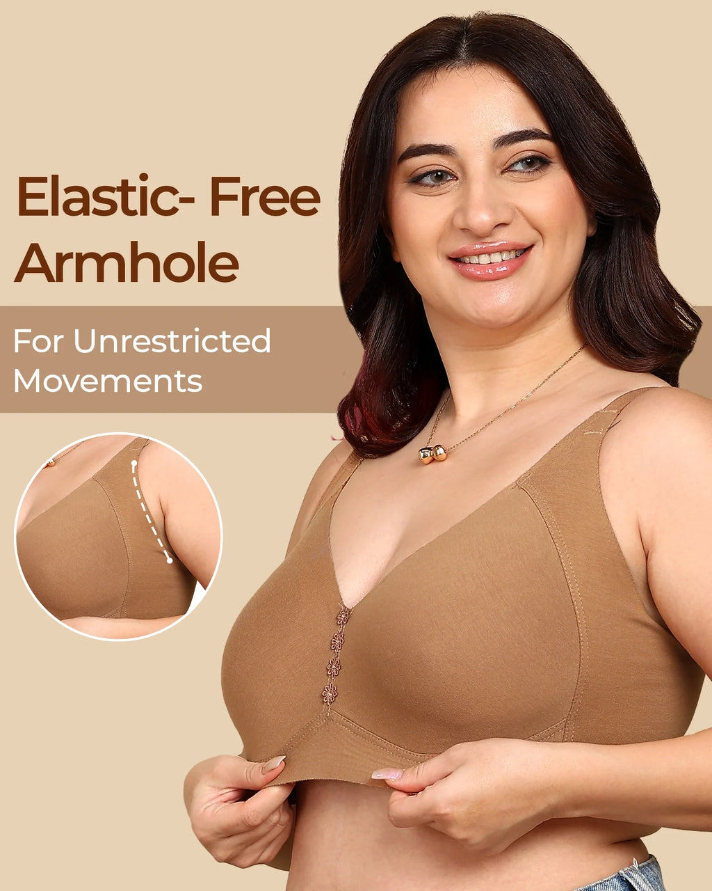 Swanz  Bonded Breathable Cotton Plus-Size Non-Padded M-Frame Minimiser with Hidden Concealer (SB-9303)