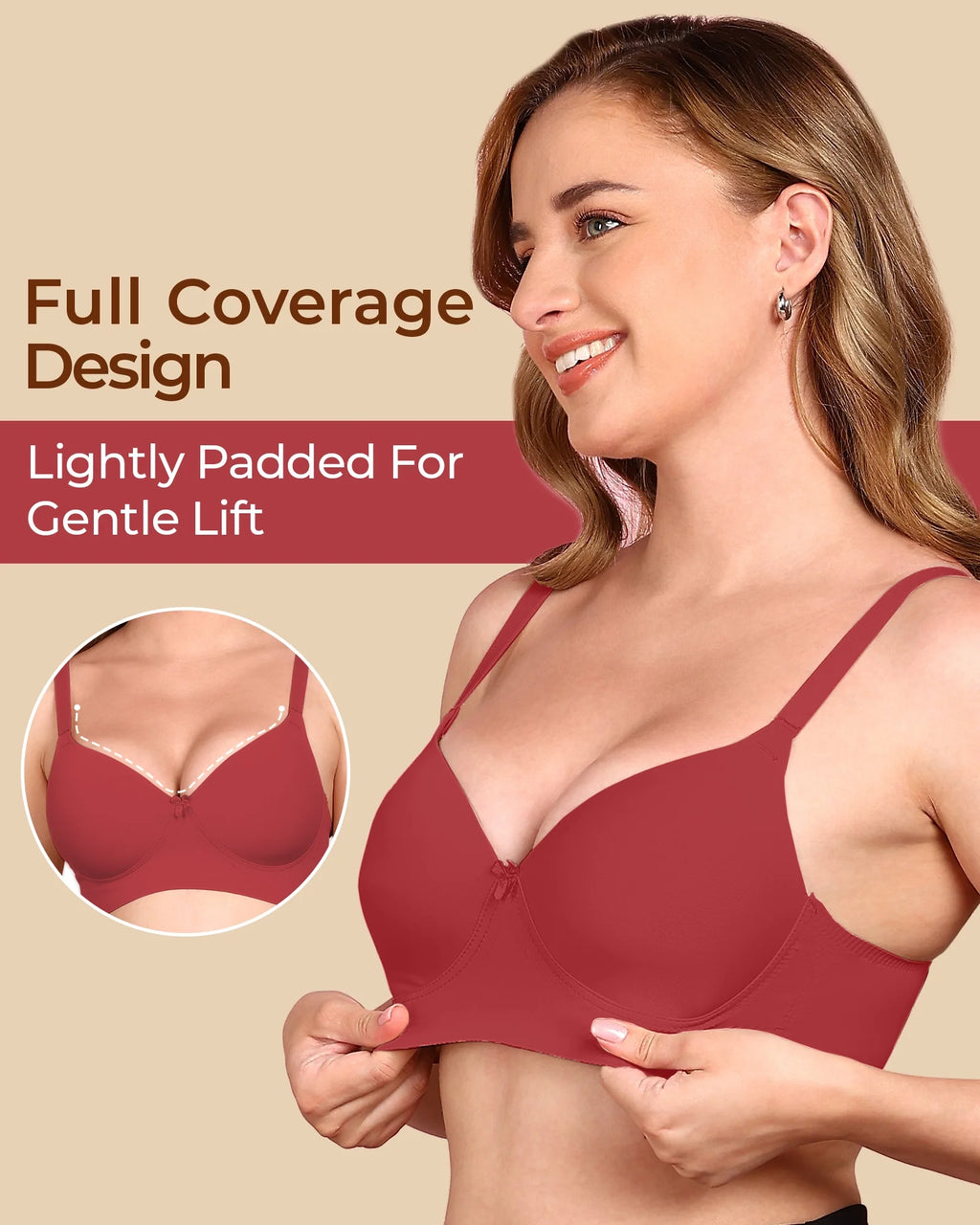 Swanz  Bonded Polyamide Lightly Padded Bra (Level 1 Padding) (SB-95991)