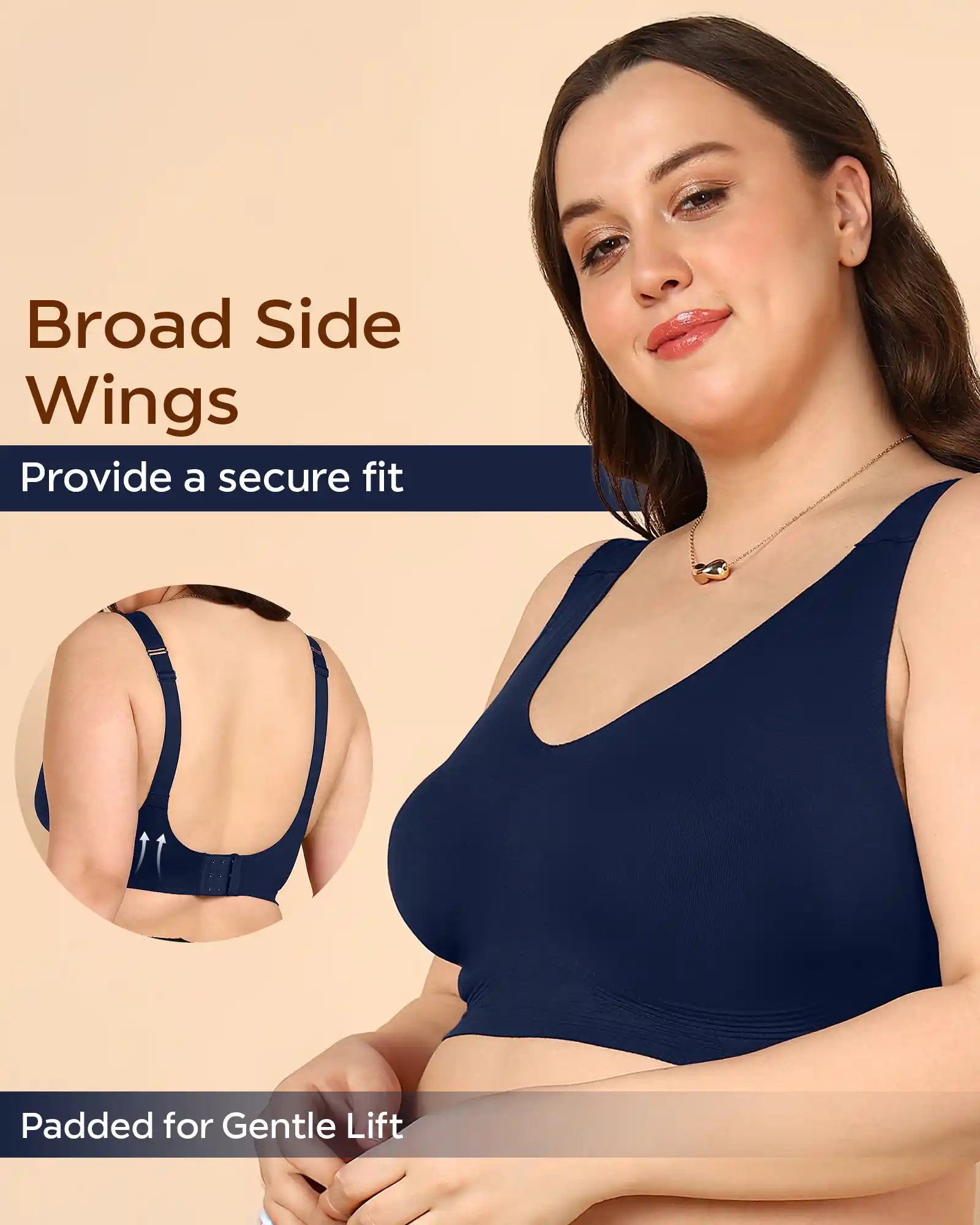 Swanz  Bonded Breathable Cotton Plus-Size Padded Full-Coverage Bra (SB-918-Navy)