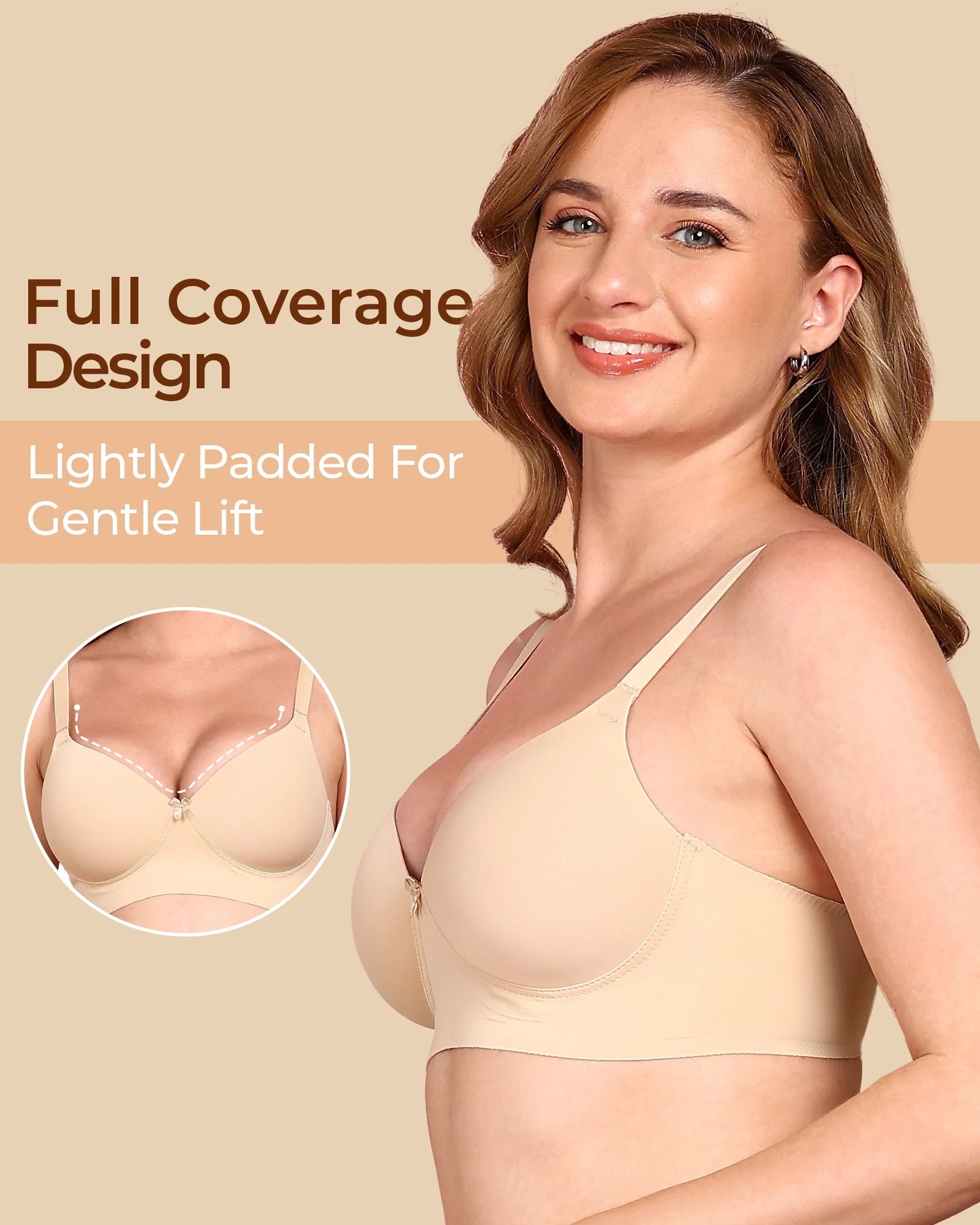 Swanz  Bonded Polyamide Lightly Padded Bra (Level 1 Padding) (SB-95991)