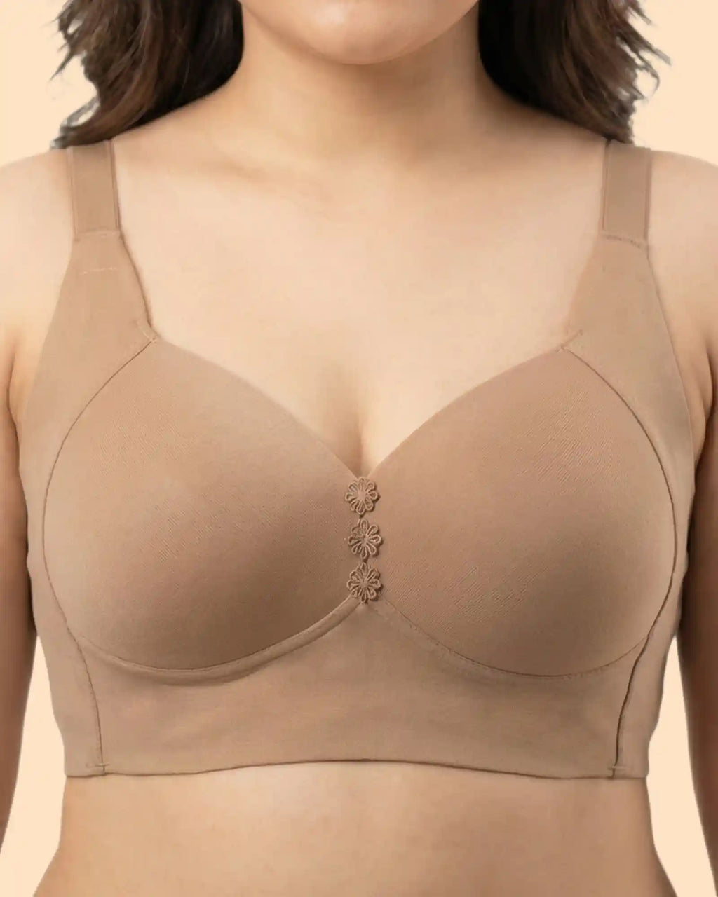 Cotton Padded Plus-Size M-Frame Minimiser Bonded Bra (SB-9203)(Fawn)