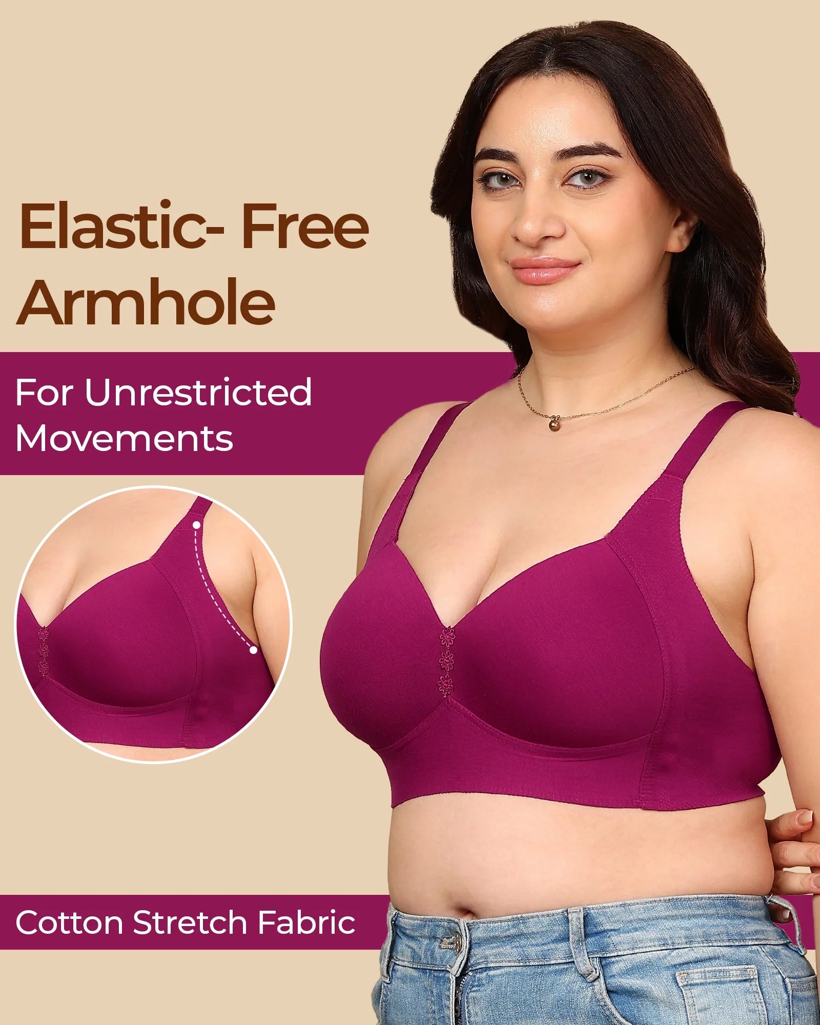 Swanz  Bonded Breathable Cotton Plus-Size Padded M-Frame Minimiser (SB-9203)