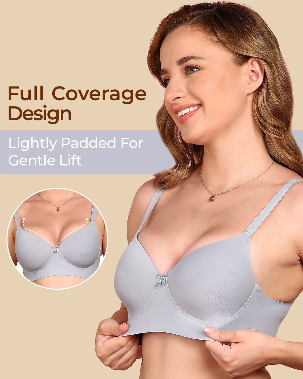 Swanz  Bonded Polyamide Lightly Padded Bra (Level 1 Padding) (SB-95991)