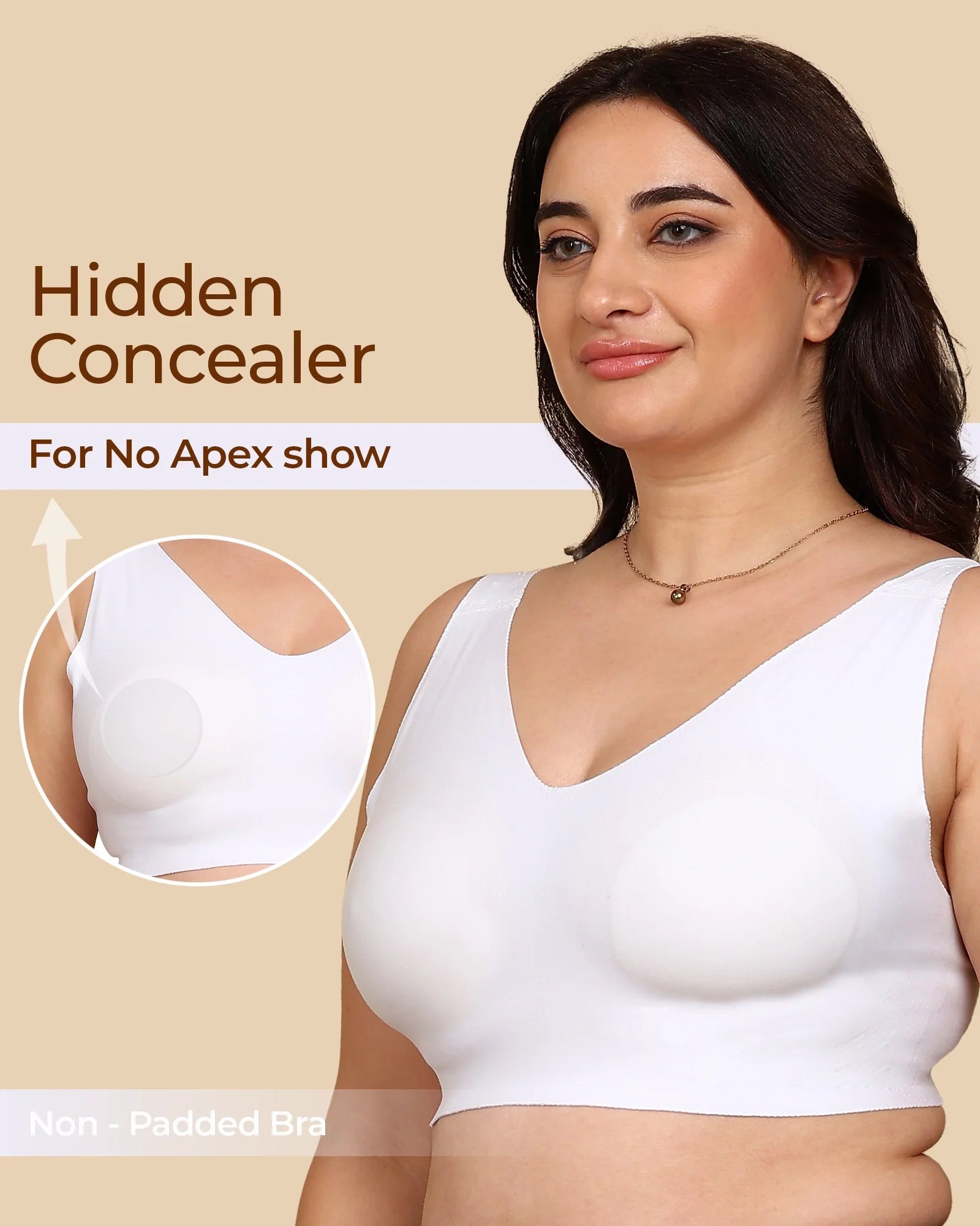 Swanz  Bonded Breathable Cotton Non-Padded Full-Coverage Bra with Hidden Concealer (SB-935)