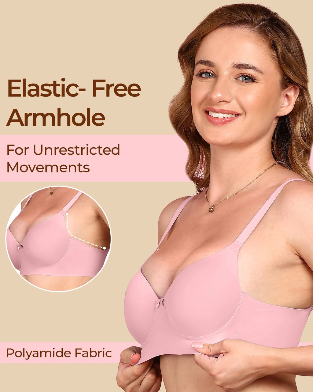 Swanz  Bonded Polyamide Push-Up 3/4 Coverage Bra (Level 3 Padding) (SB-95301)