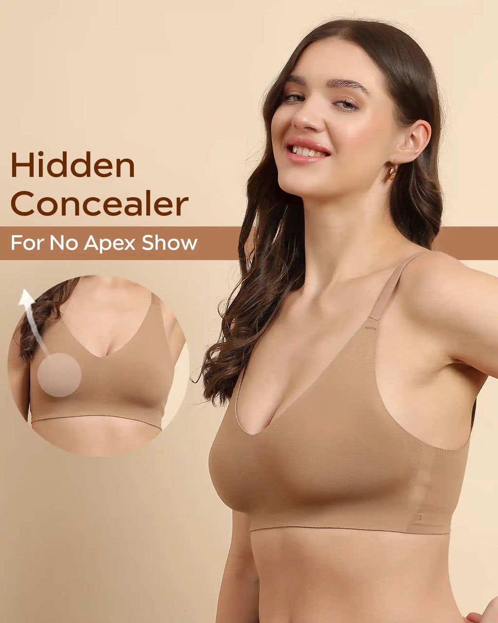 Swanz  Bonded Breathable Cotton Non-Padded Full-Coverage Bra with Hidden Concealer (SB-935)