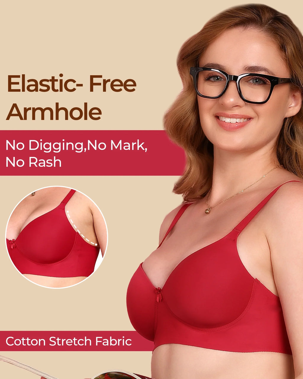 Swanz  Bonded Polyamide Push-Up 3/4 Coverage Maximiser Bra (Level 2 Padding) (SB-95107)