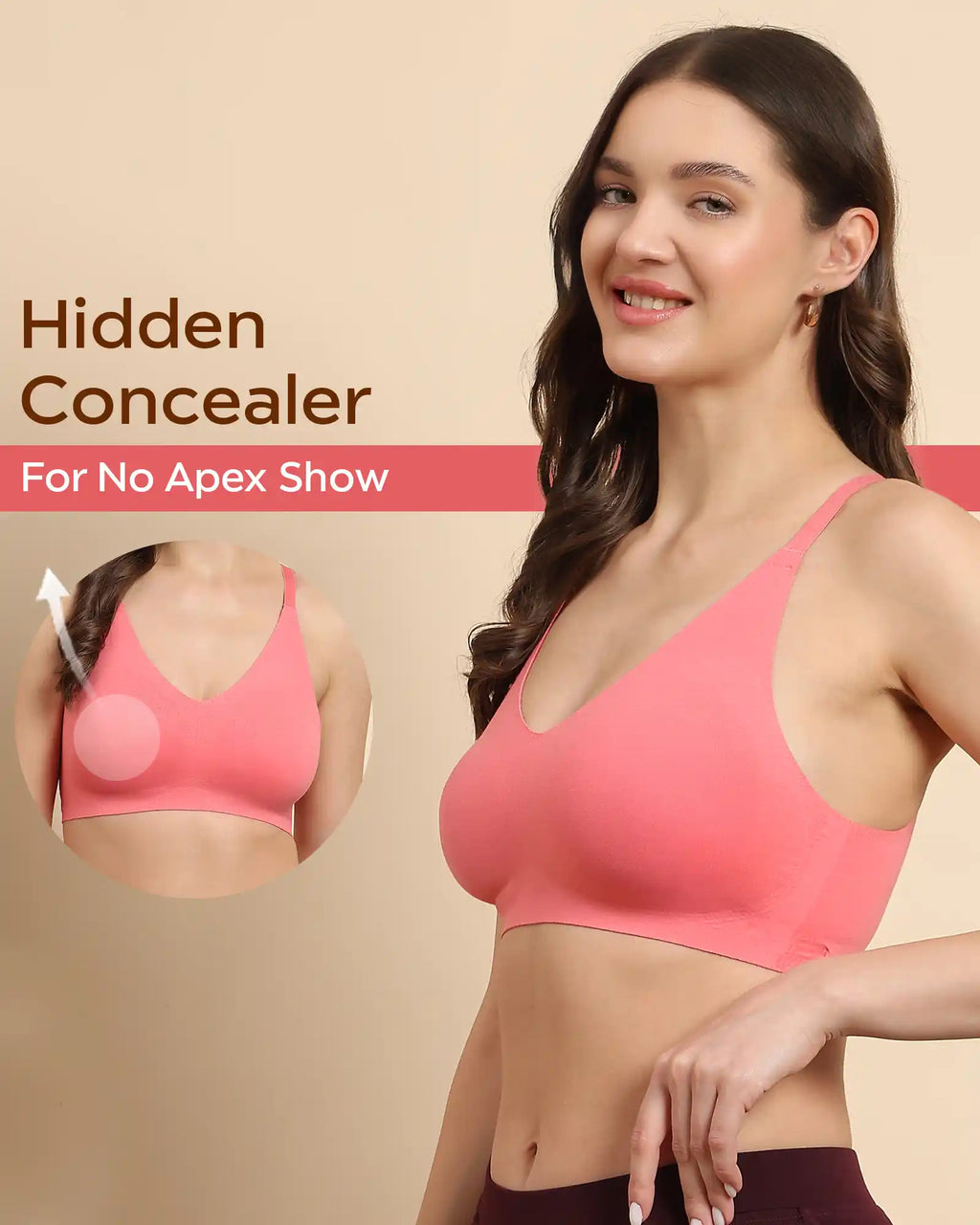 Swanz  Bonded Breathable Cotton Non-Padded Full-Coverage Bra with Hidden Concealer (SB-935)