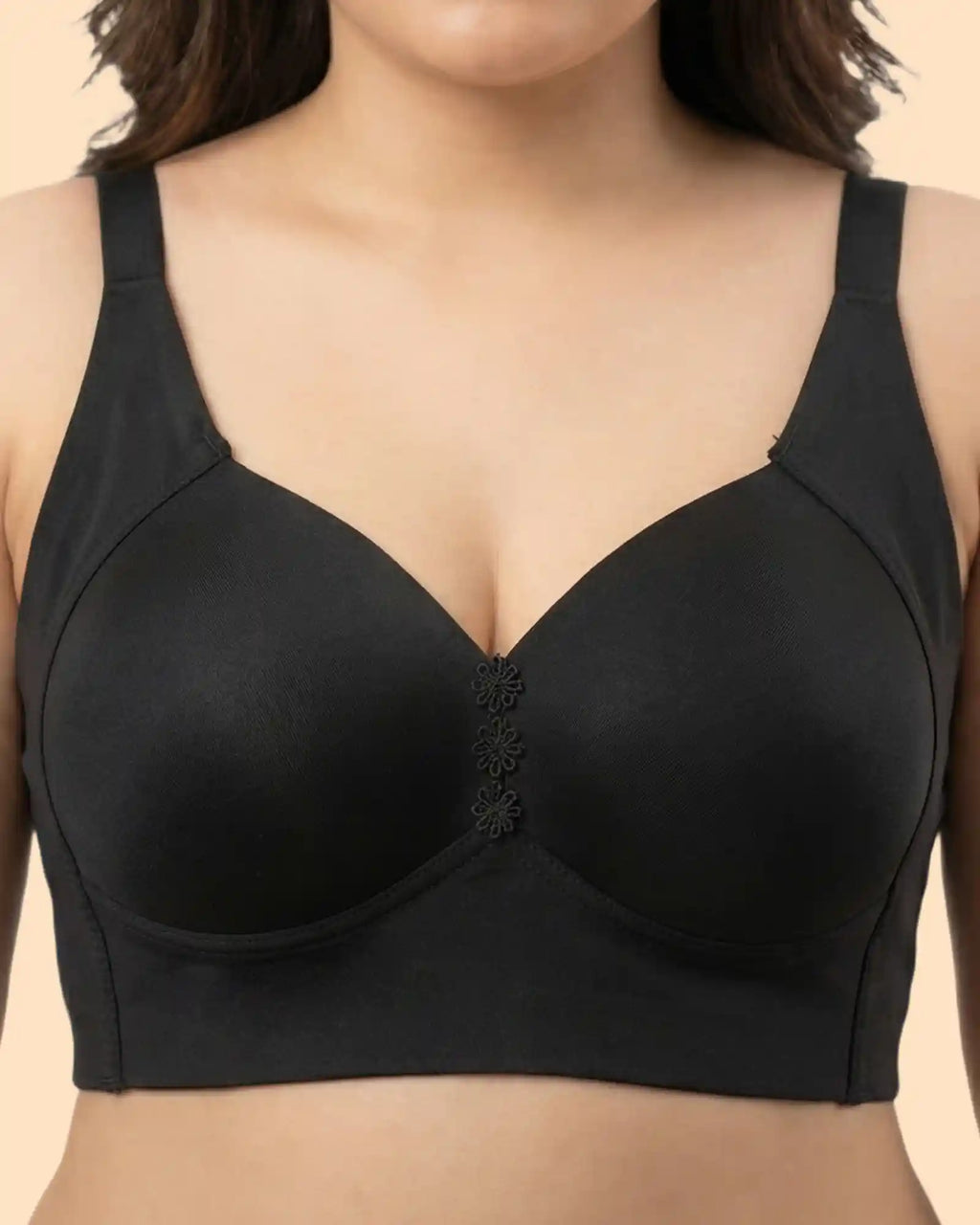 Cotton Padded Plus-Size M-Frame Minimiser Bonded Bra (SB-9203)(Black)
