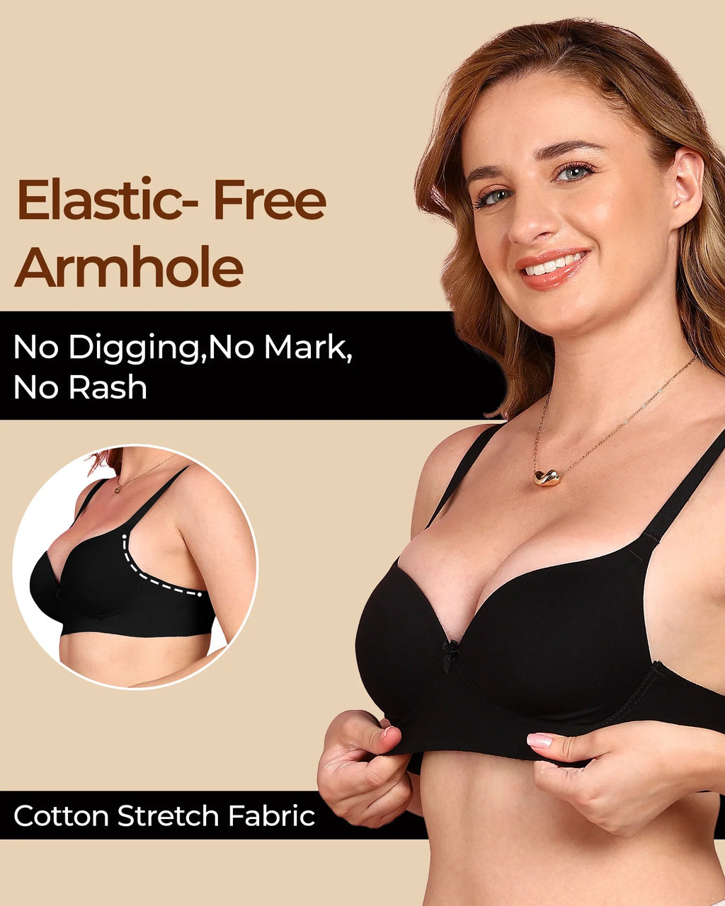 Swanz  Bonded Polyamide Push-Up 3/4 Coverage Maximiser Bra (Level 2 Padding) (SB-95107)