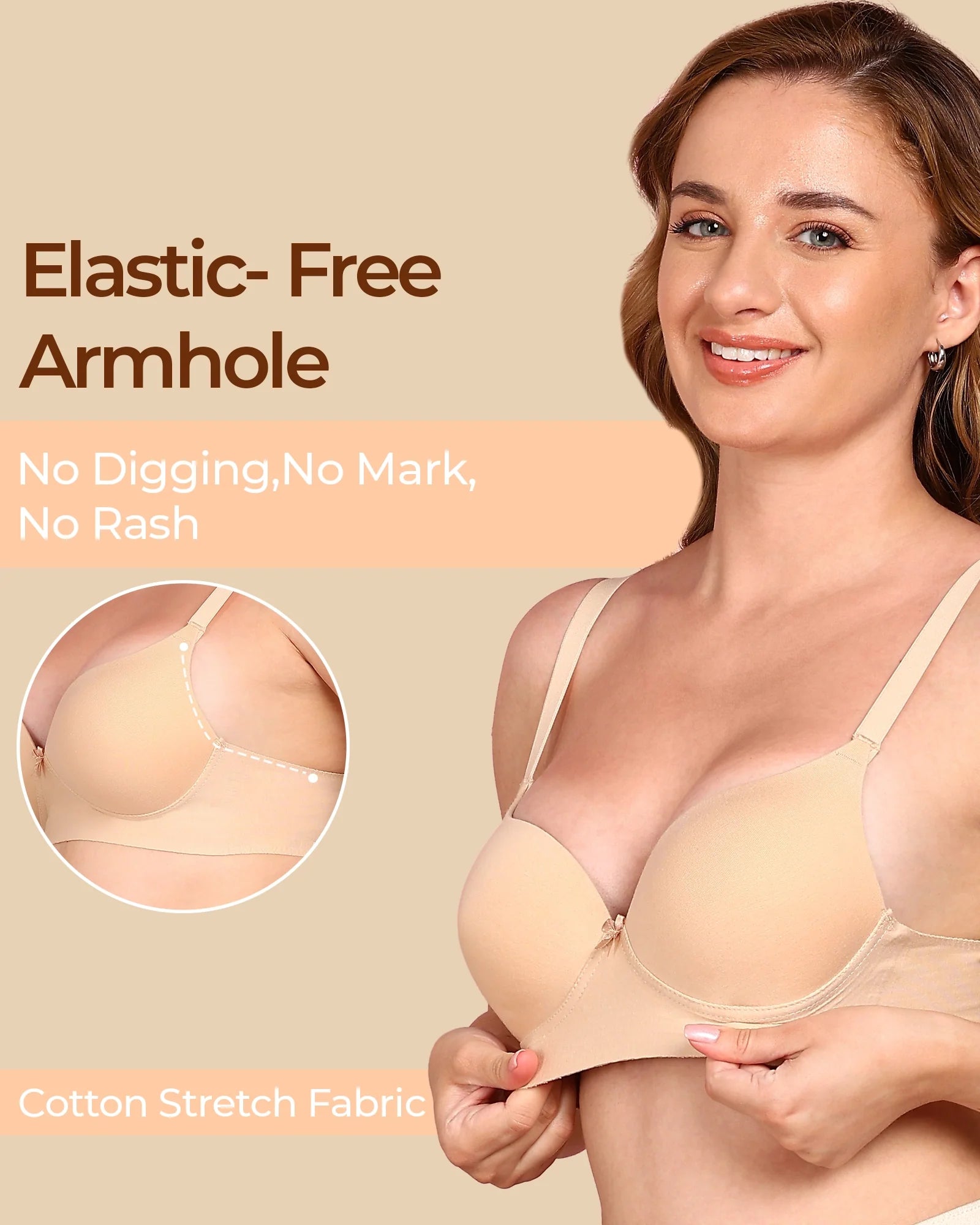 Swanz  Bonded Breathable Cotton Push-Up 3/4-Coverage Maximiser Bra (Level 2 Padding) (SB-97015)