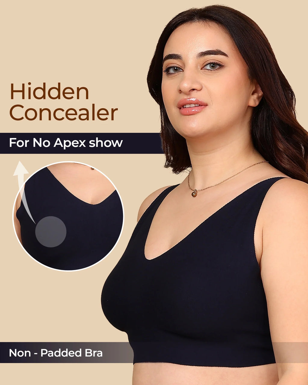 Swanz  Bonded Breathable Cotton Non-Padded Full-Coverage Bra with Hidden Concealer (SB-935)