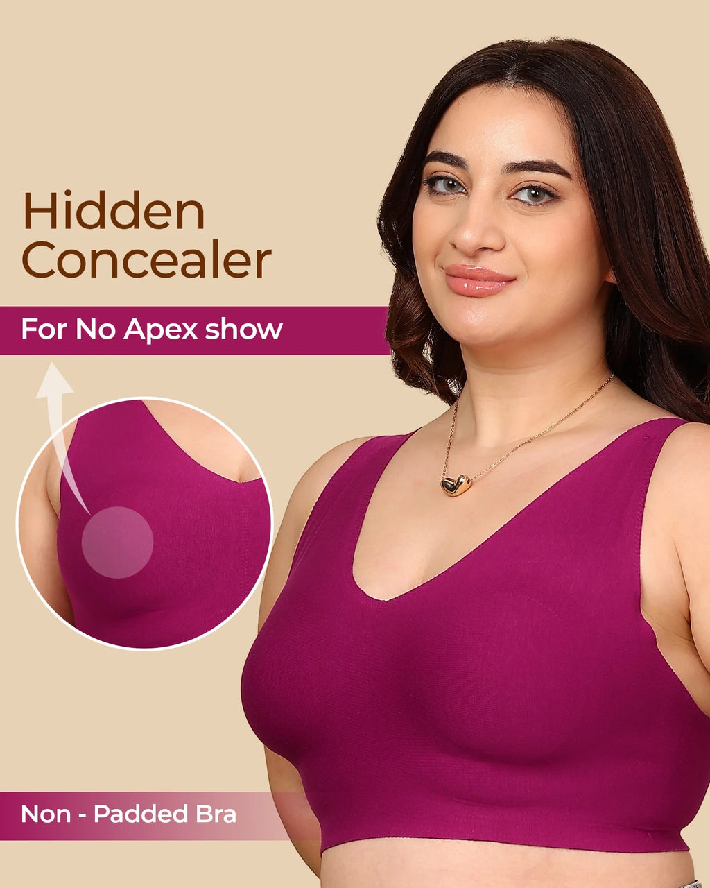 Swanz  Bonded Breathable Cotton Non-Padded Full-Coverage Bra with Hidden Concealer (SB-935)