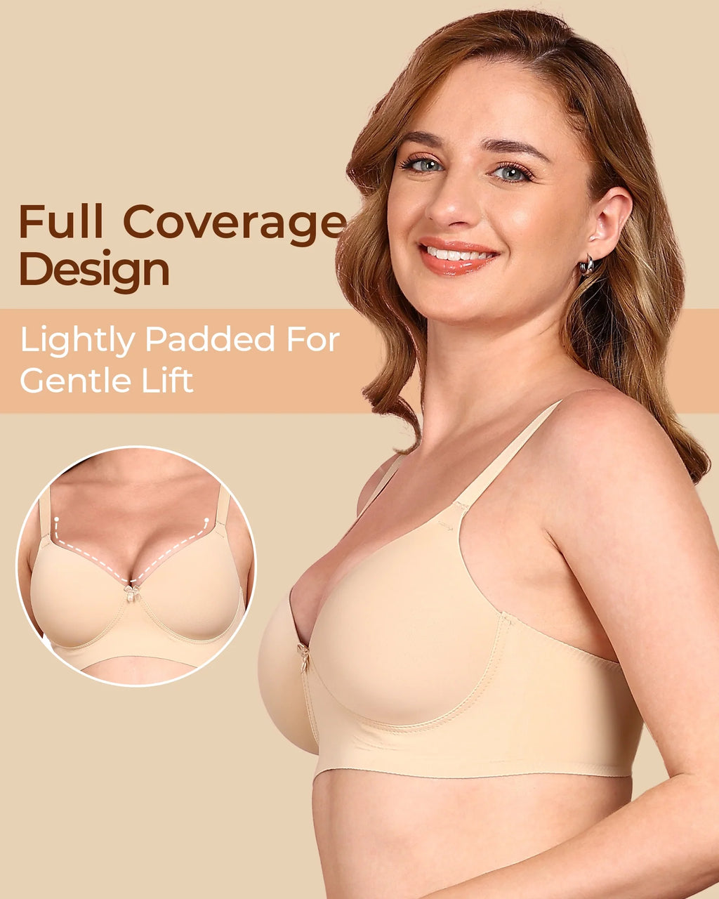 Swanz  Bonded Polyamide Lightly Padded Bra (Level 1 Padding) (SB-95991) (Skin)