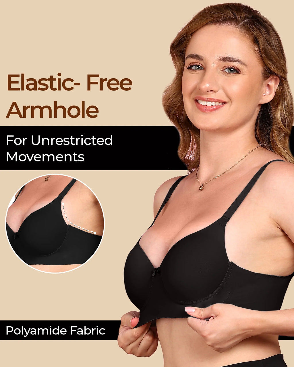 Swanz  Bonded Polyamide Push-Up 3/4 Coverage Bra (Level 3 Padding) (SB-95301)