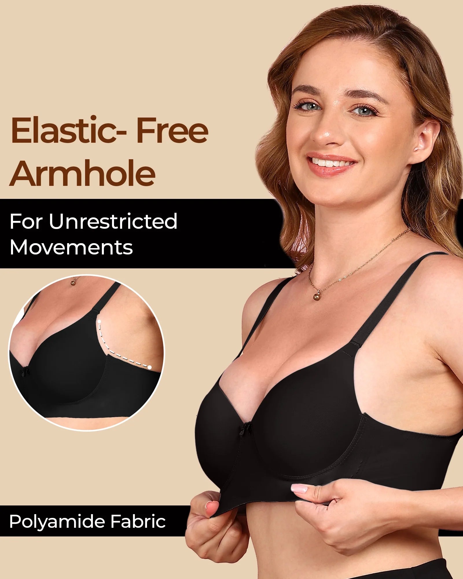 Swanz  Bonded Polyamide Push-Up 3/4 Coverage Bra (Level 3 Padding) (SB-95301)