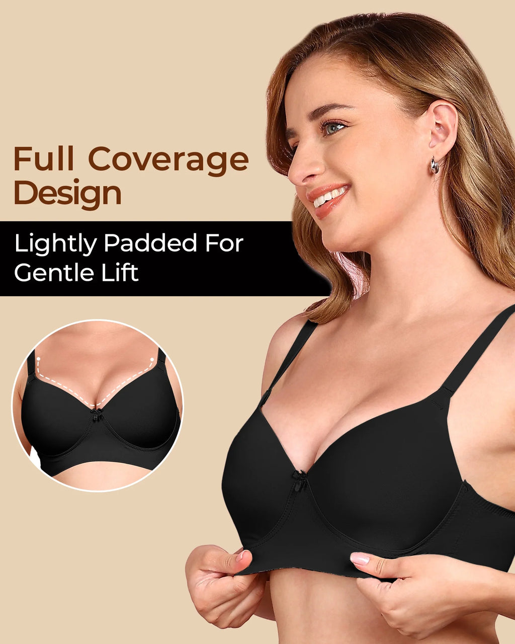 Swanz  Bonded Polyamide Lightly Padded Bra (Level 1 Padding) (SB-95991)