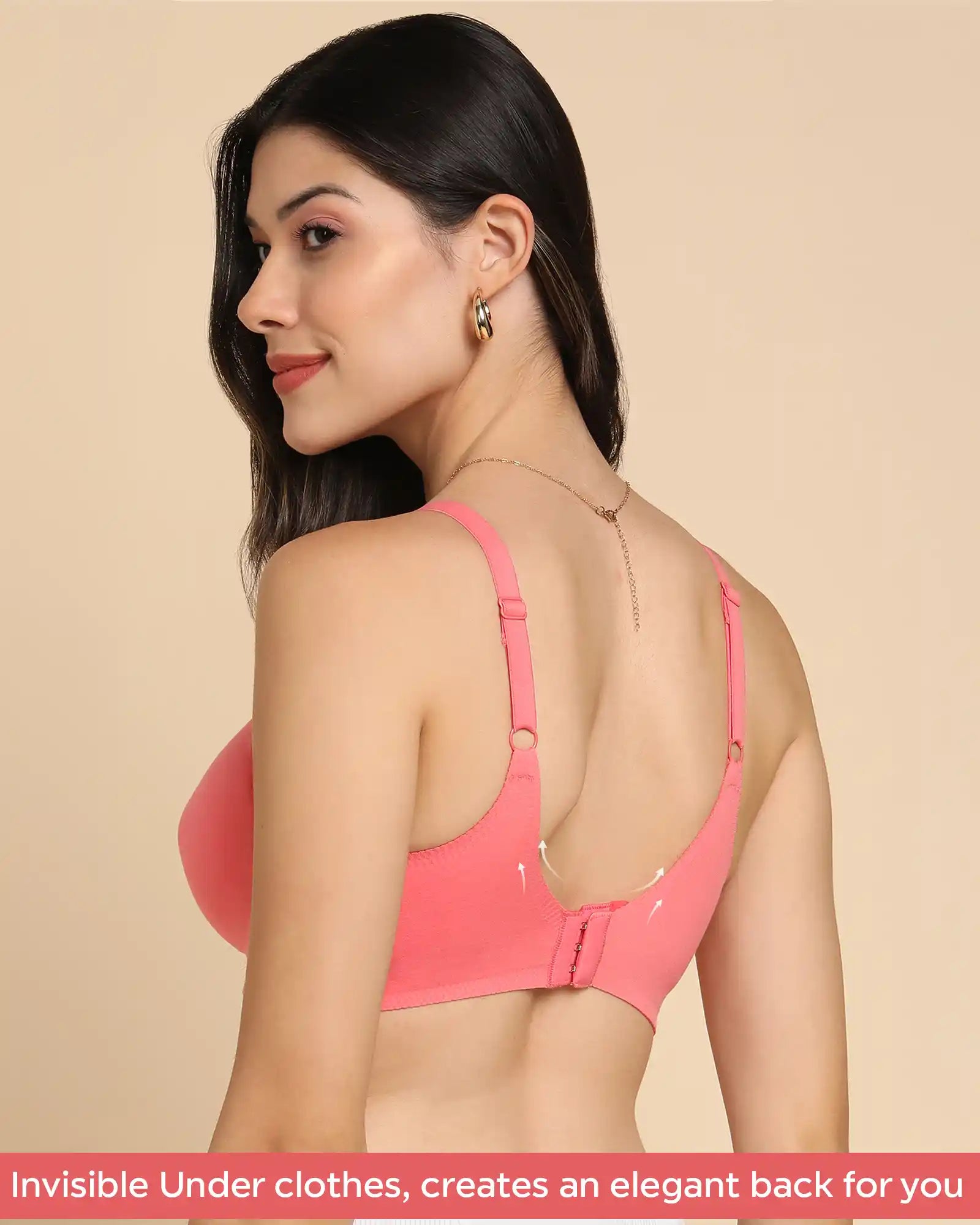 Swanz  Bonded Breathable Cotton Padded Full-Coverage Bra (SB-938-Coral)