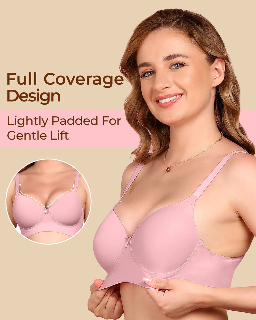 Swanz  Bonded Polyamide Lightly Padded Bra (Level 1 Padding) (SB-95991) (Plum)