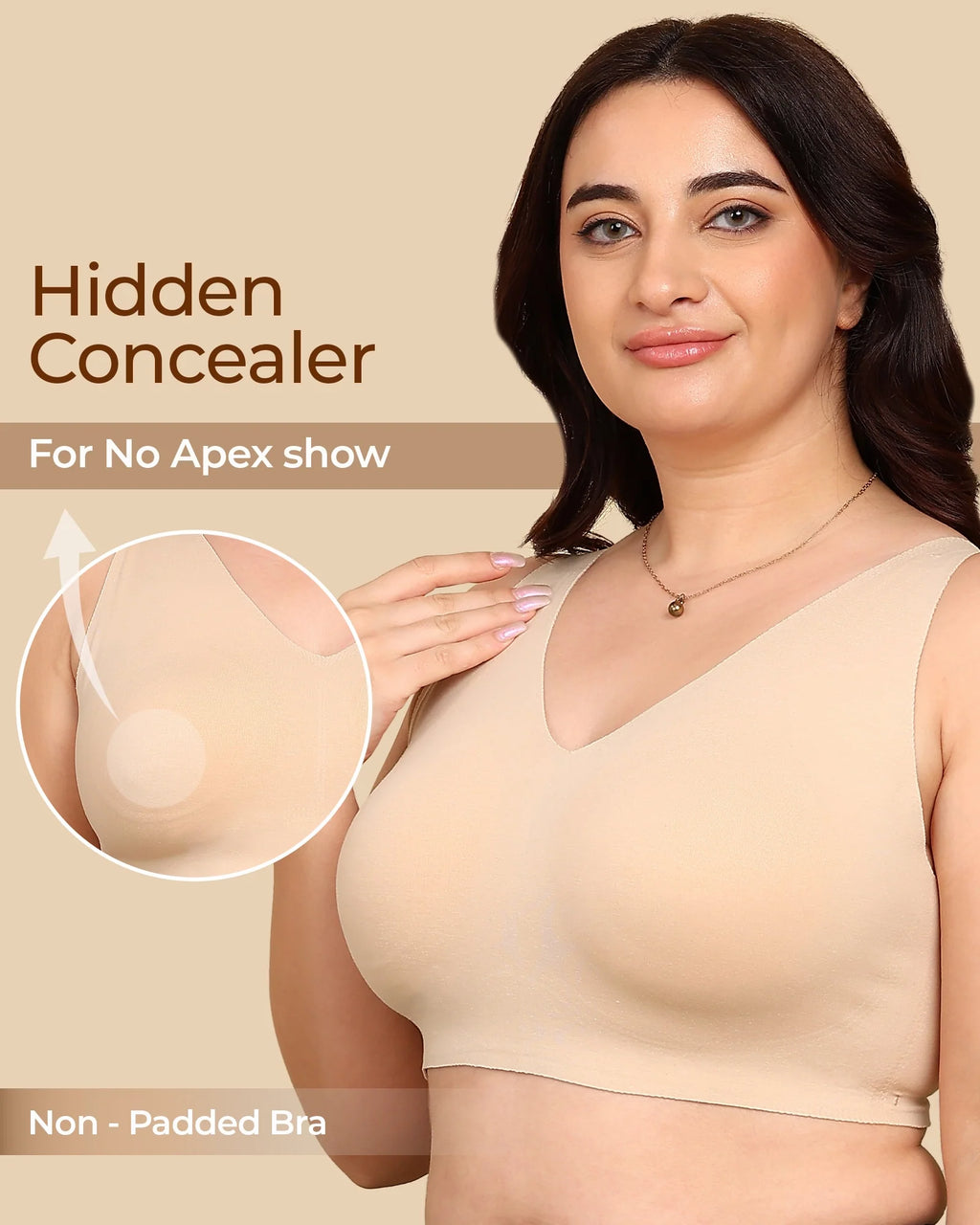 Swanz  Bonded Breathable Cotton Non-Padded Full-Coverage Bra with Hidden Concealer (SB-935)