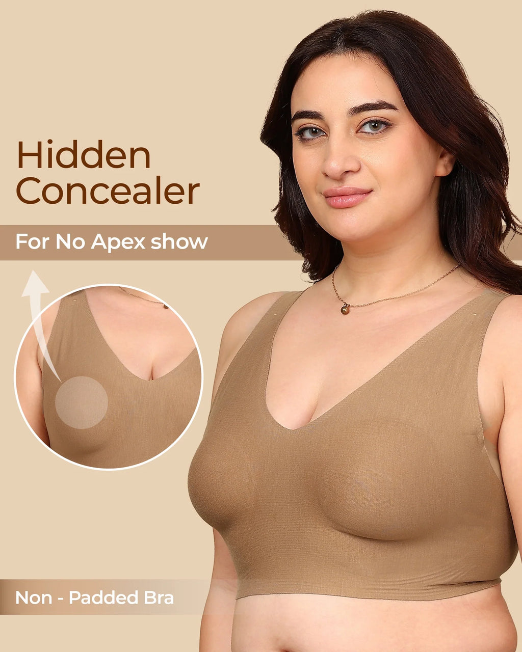Swanz  Bonded Breathable Cotton Non-Padded Full-Coverage Bra with Hidden Concealer (SB-935)