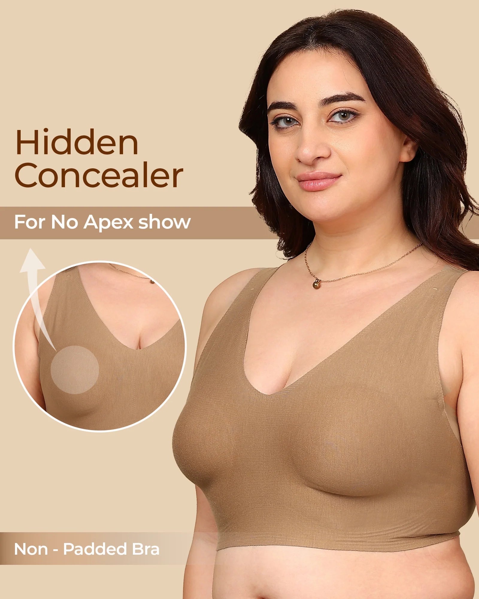Swanz  Bonded Breathable Cotton Non-Padded Full-Coverage Bra with Hidden Concealer (SB-935)