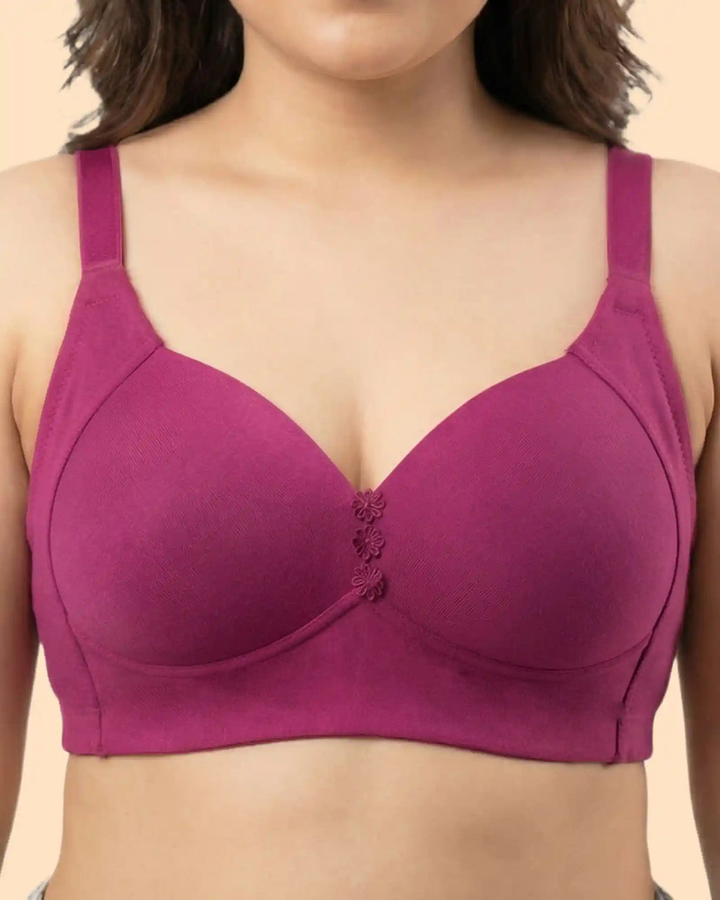 Cotton Padded Plus-Size M-Frame Minimiser Bonded Bra (SB-9203)(Wine)