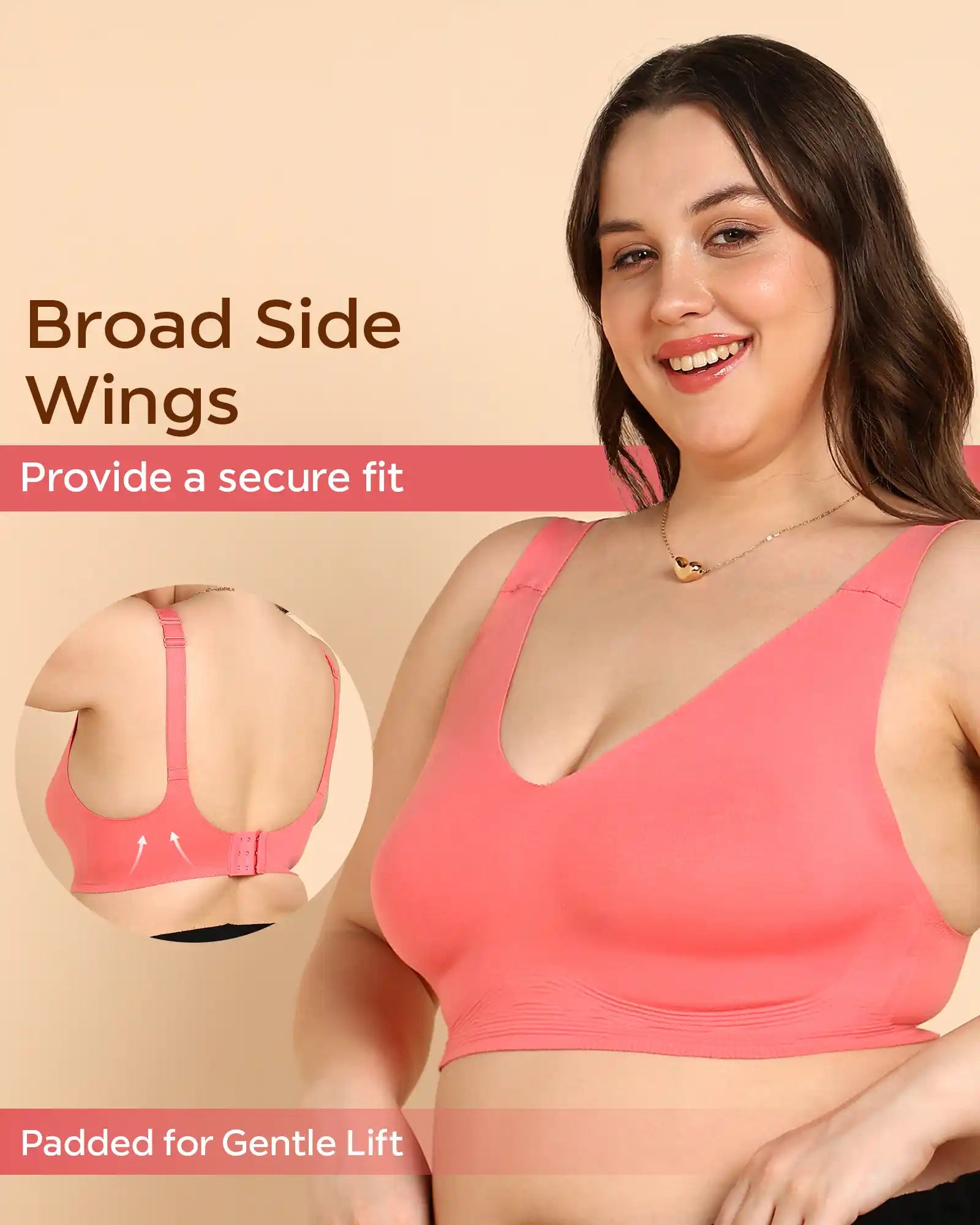 Swanz  Bonded Breathable Cotton Padded Full-Coverage Bra (SB-938-Coral)