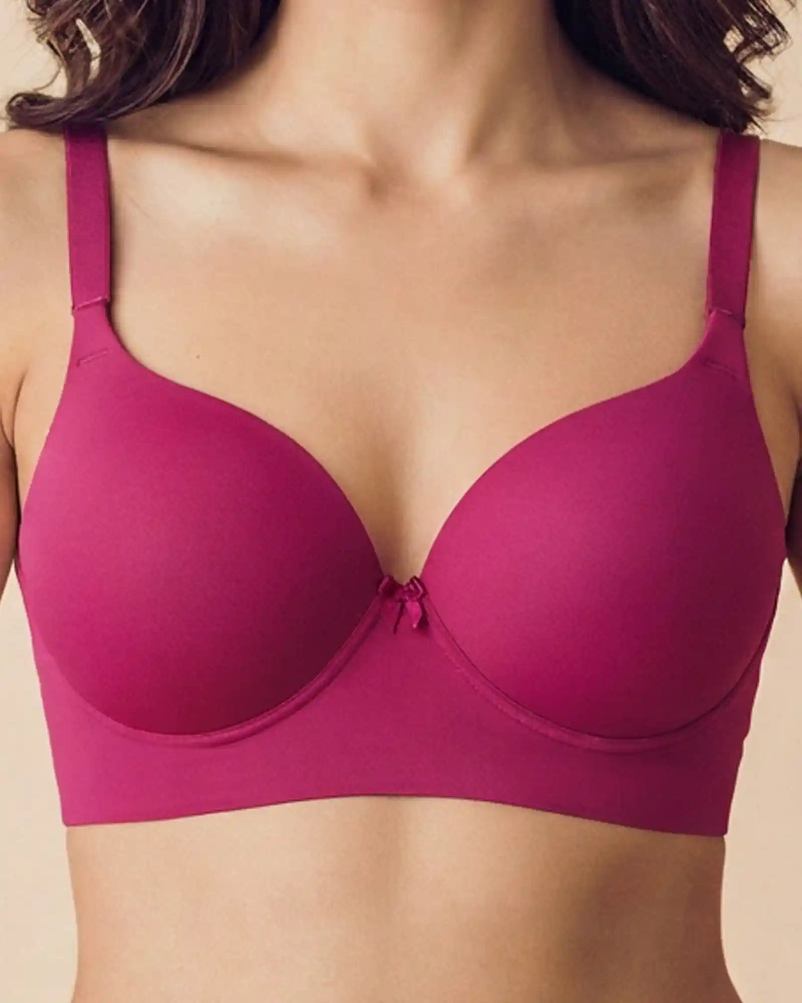 Cotton Non-wired Maximiser Push-Up Bonded Bra (Level-2 Padding) with 3/4th Coverage (SB-97015) (Wine)