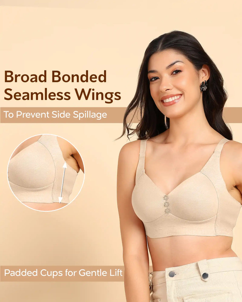 Swanz  Bonded Breathable Cotton Plus-Size Padded M-Frame Minimiser (SB-9203)